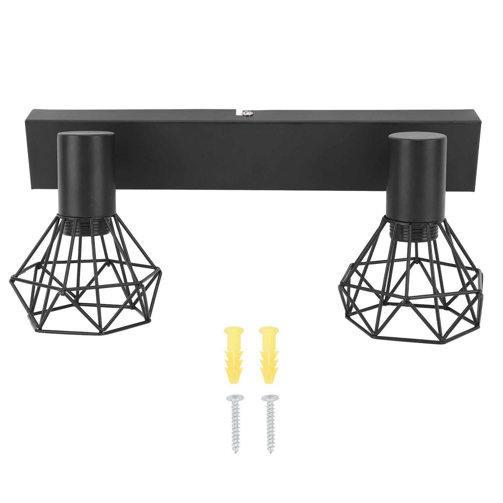 Ceiling Track Light Fixture E14 Lamp Holder Adjustable 2 Head Vintage Tracking Light Kit Hardwired Installation 85‑265V Black