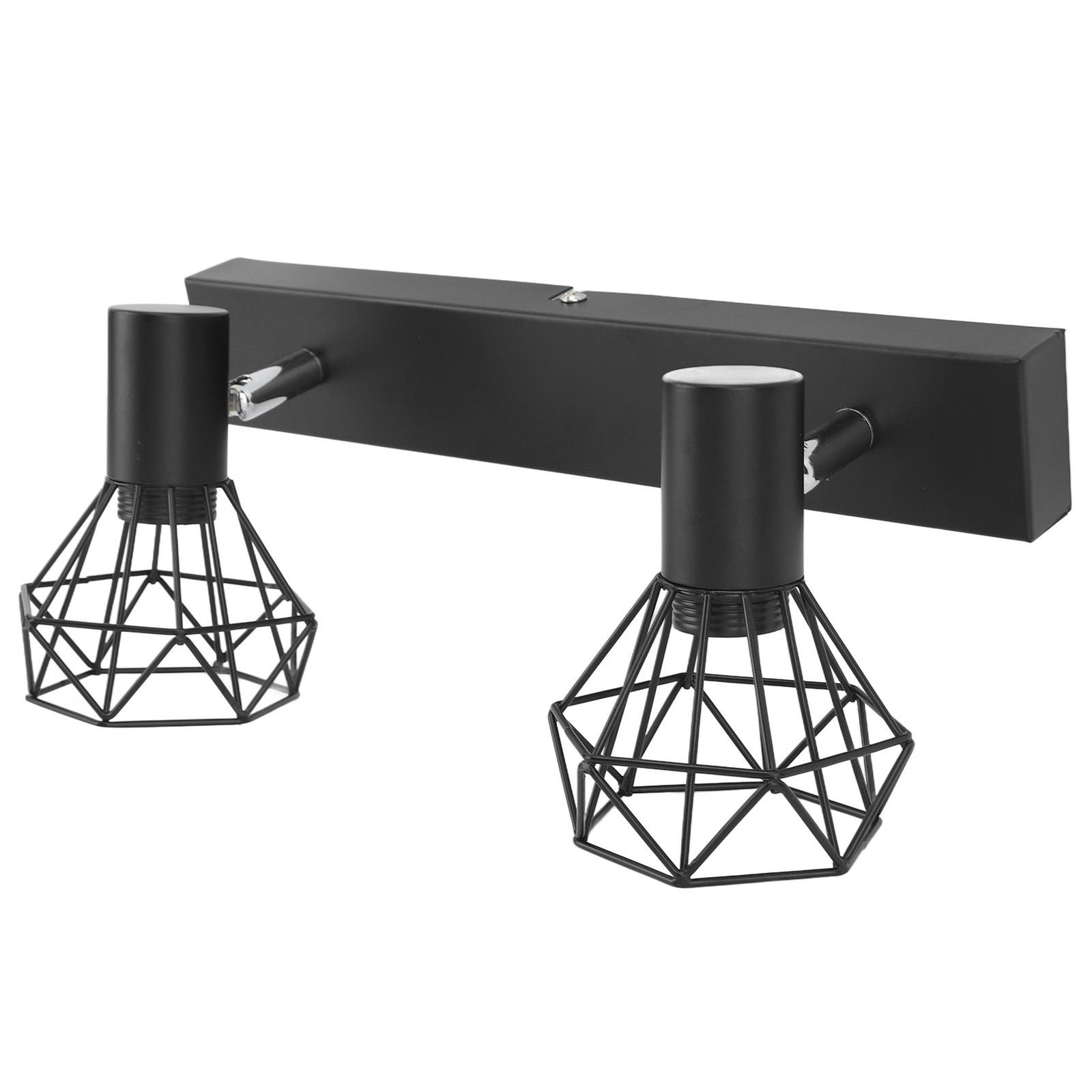 Ceiling Track Light Fixture E14 Lamp Holder Adjustable 2 Head Vintage Tracking Light Kit Hardwired Installation 85‑265V Black