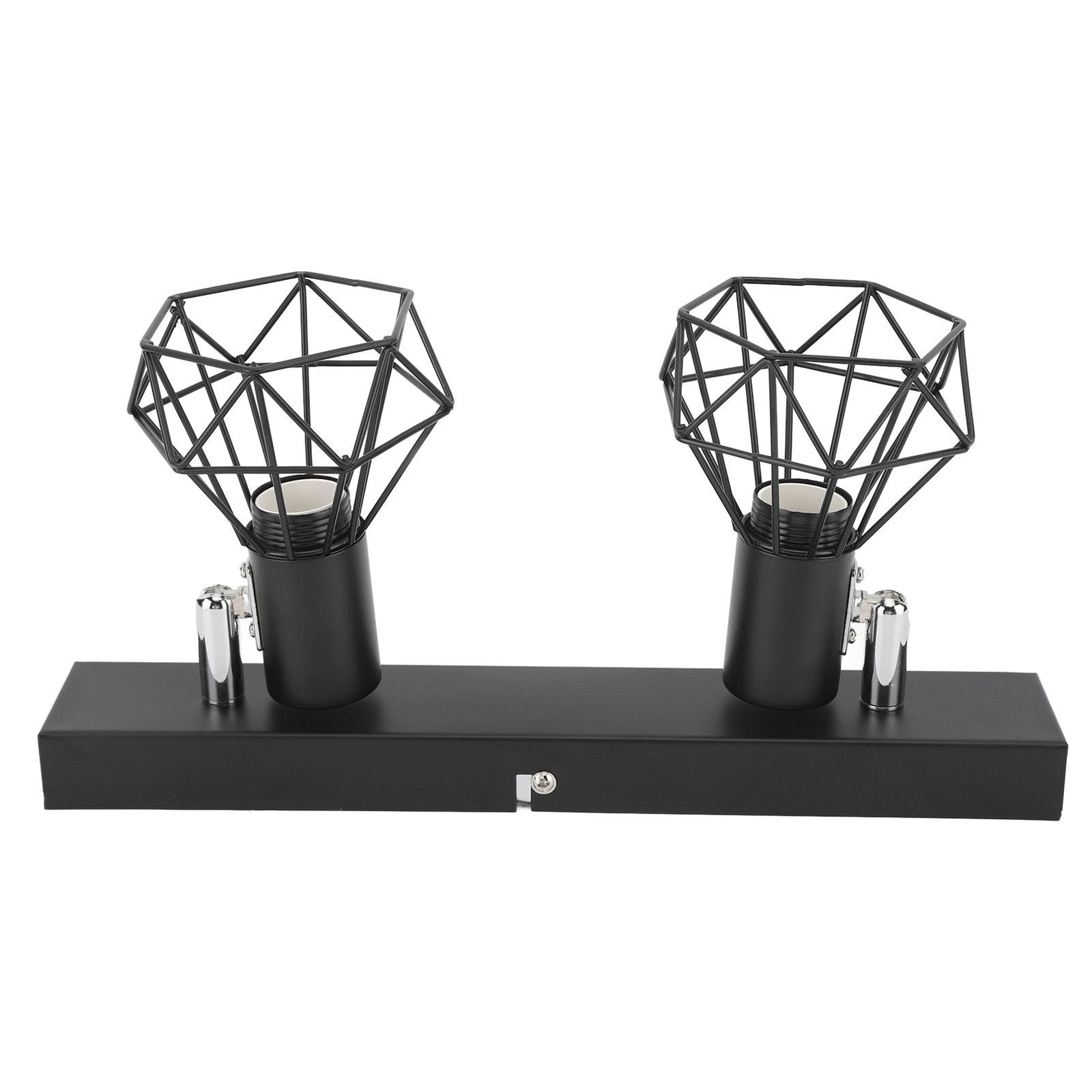 Ceiling Track Light Fixture E14 Lamp Holder Adjustable 2 Head Vintage Tracking Light Kit Hardwired Installation 85‑265V Black
