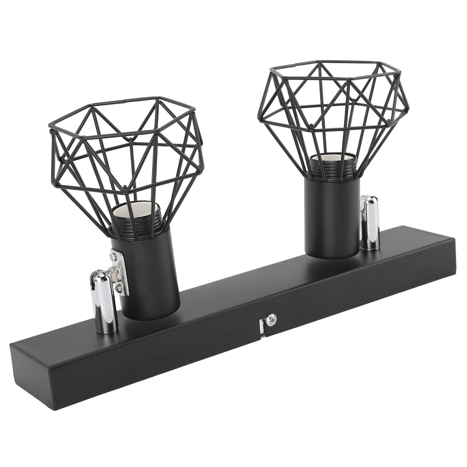Ceiling Track Light Fixture E14 Lamp Holder Adjustable 2 Head Vintage Tracking Light Kit Hardwired Installation 85‑265V Black