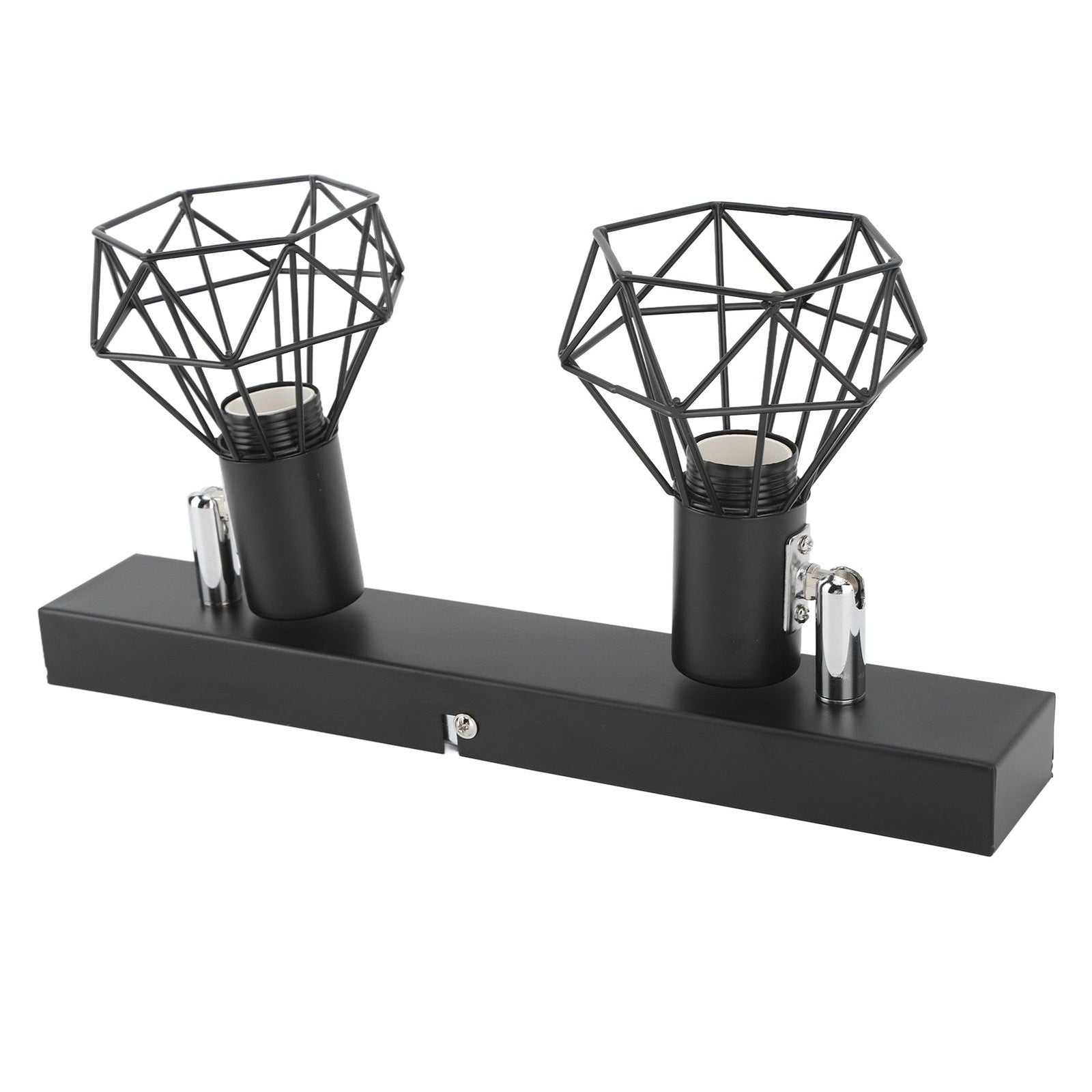 Ceiling Track Light Fixture E14 Lamp Holder Adjustable 2 Head Vintage Tracking Light Kit Hardwired Installation 85‑265V Black