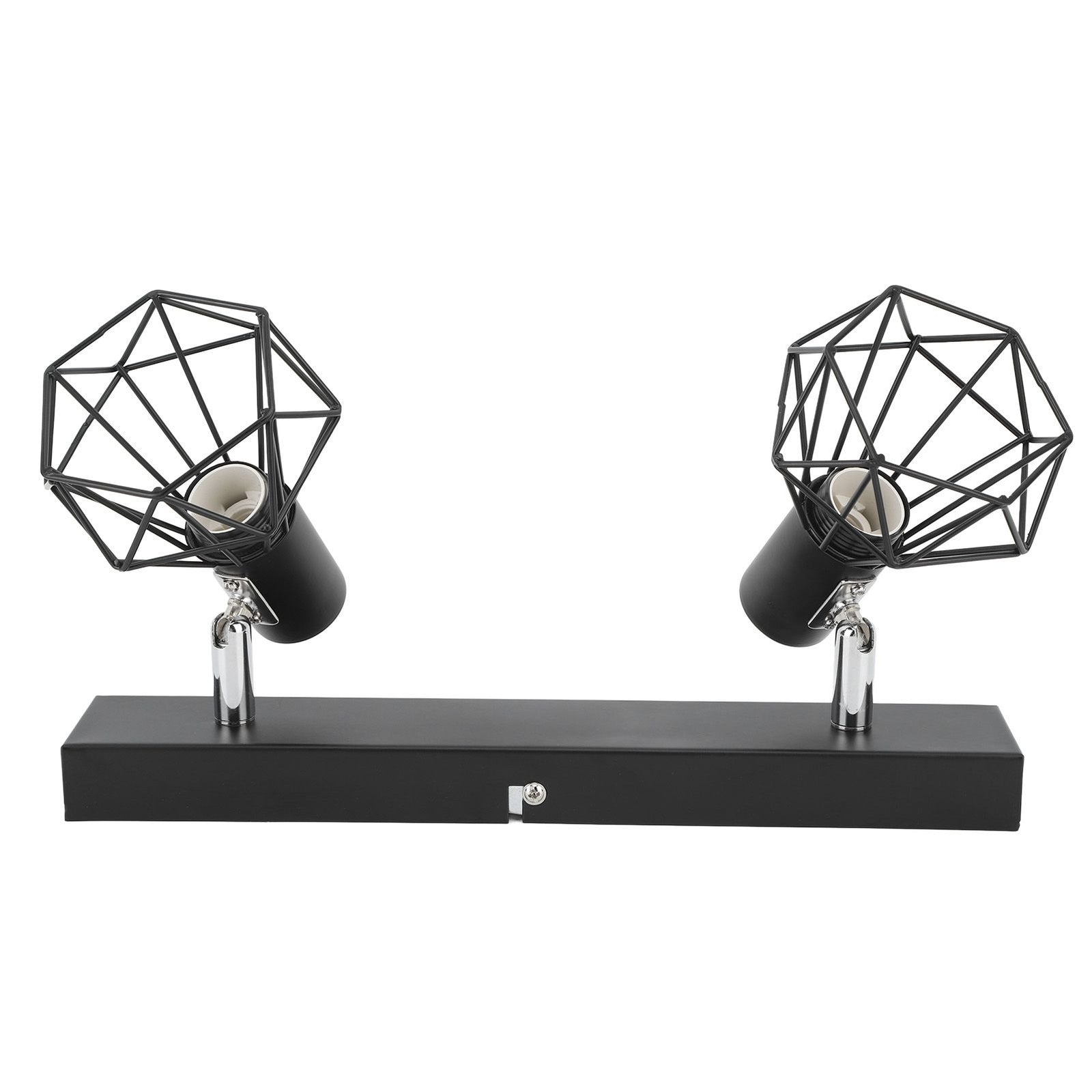 Ceiling Track Light Fixture E14 Lamp Holder Adjustable 2 Head Vintage Tracking Light Kit Hardwired Installation 85‑265V Black