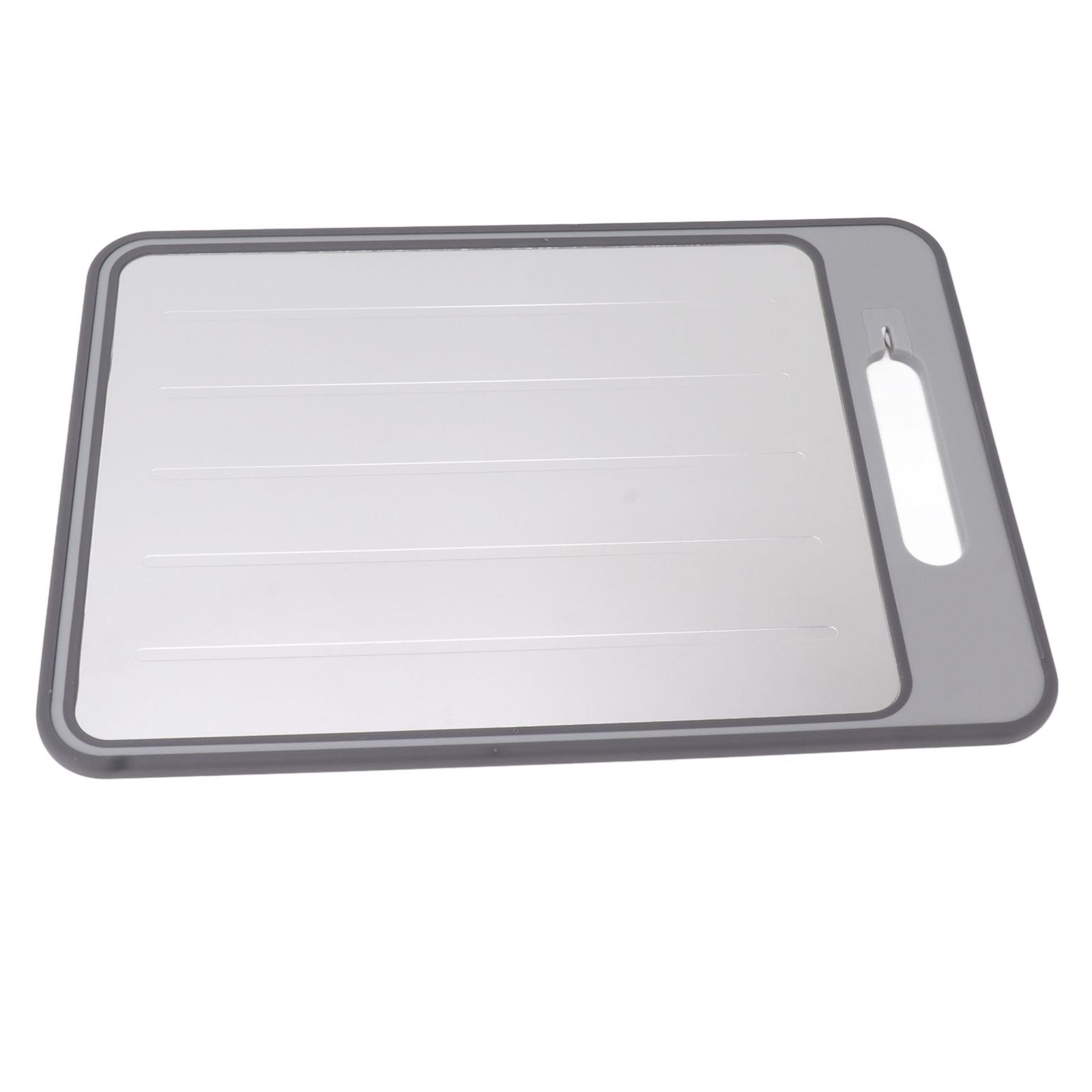 Double Sided Cutting Board Rapid Thawing and Grinding Plate with Knife Sharpener for Kitchen Grey