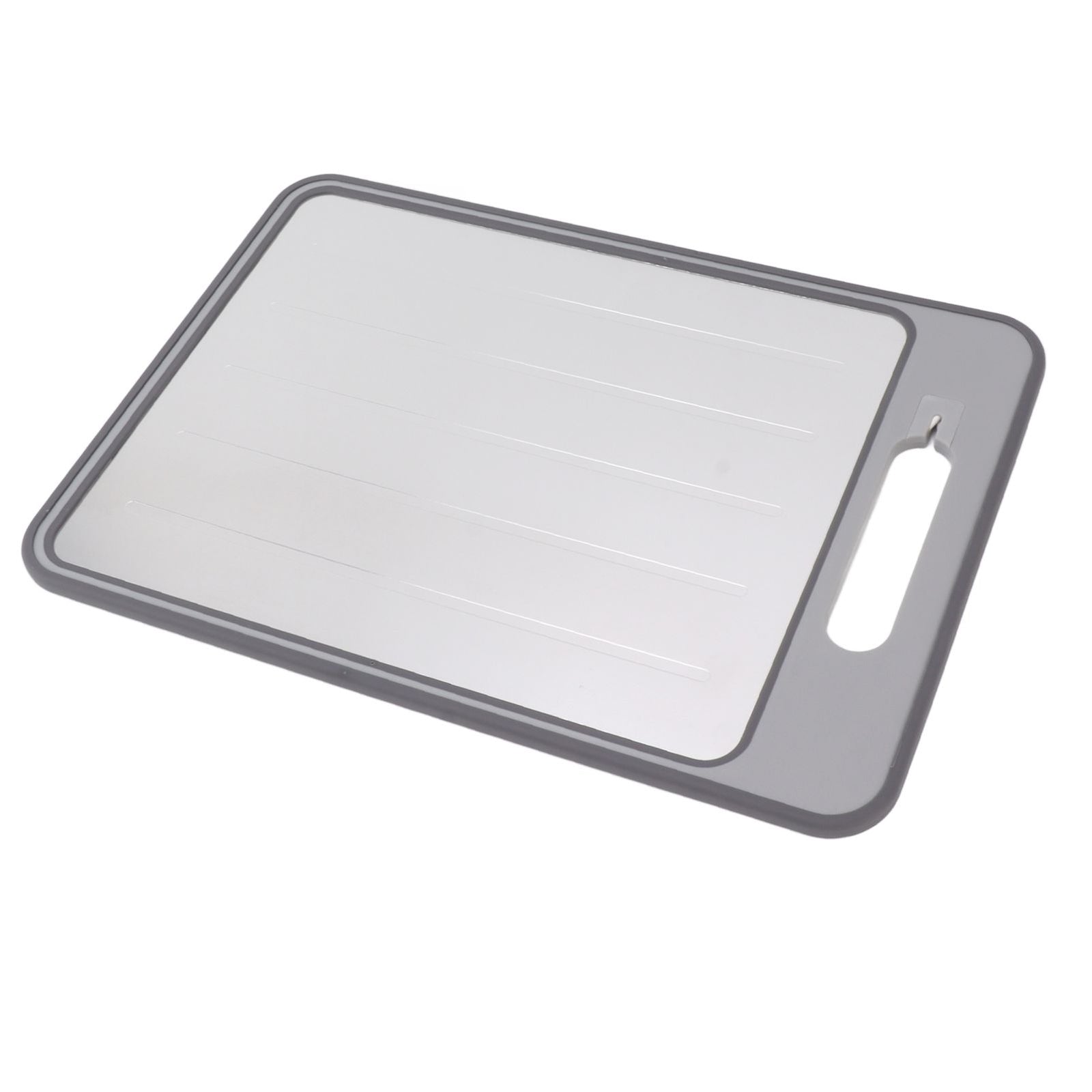 Double Sided Cutting Board Rapid Thawing and Grinding Plate with Knife Sharpener for Kitchen Grey