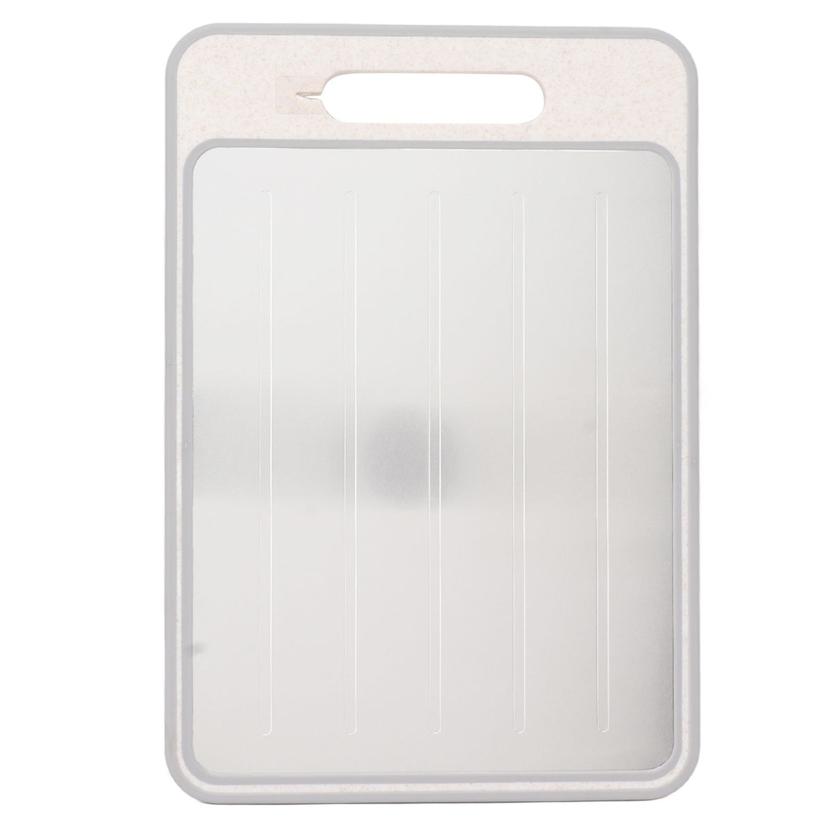 Double Sided Cutting Board Rapid Thawing and Grinding Plate with Knife Sharpener for Kitchen Khaki