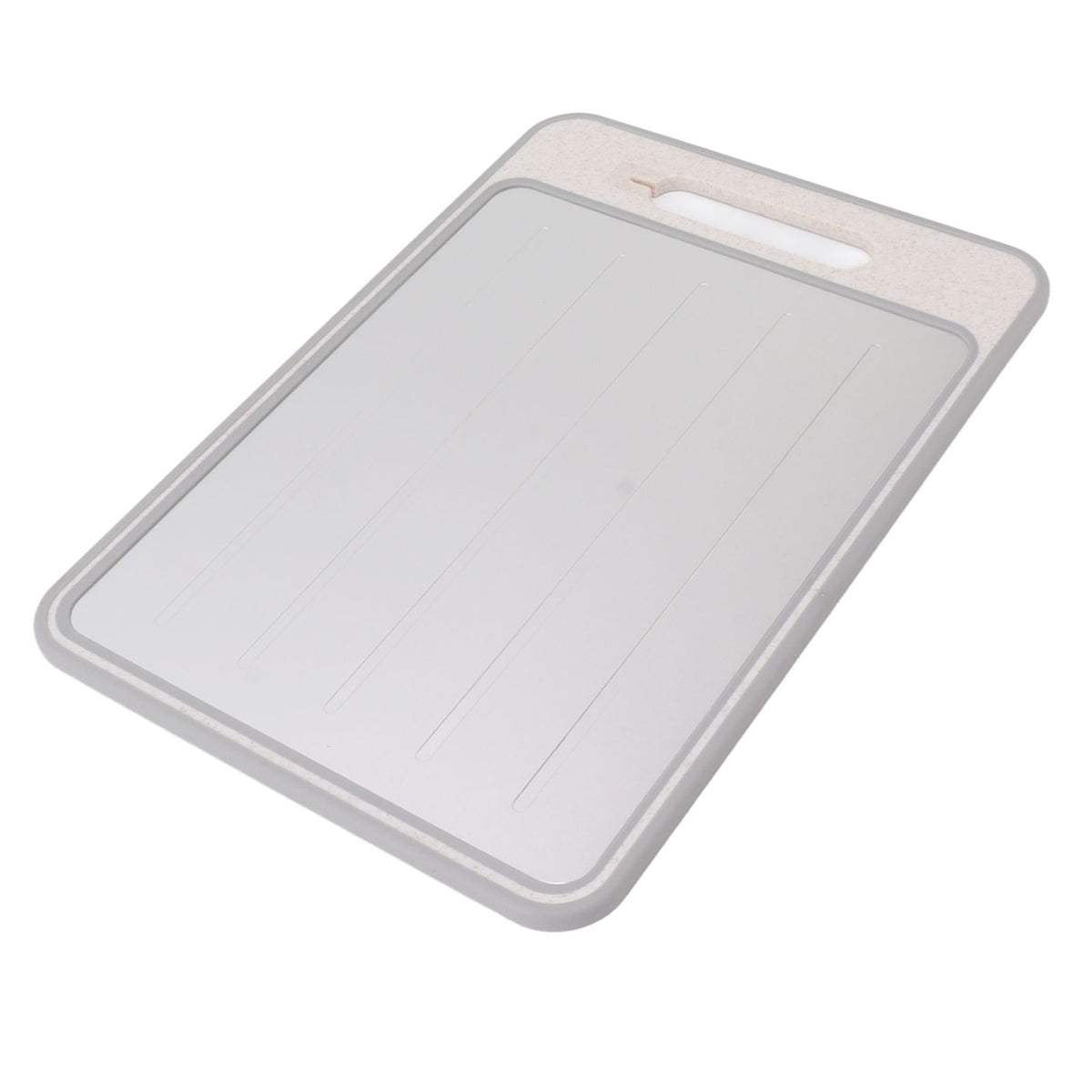 Double Sided Cutting Board Rapid Thawing and Grinding Plate with Knife Sharpener for Kitchen Khaki