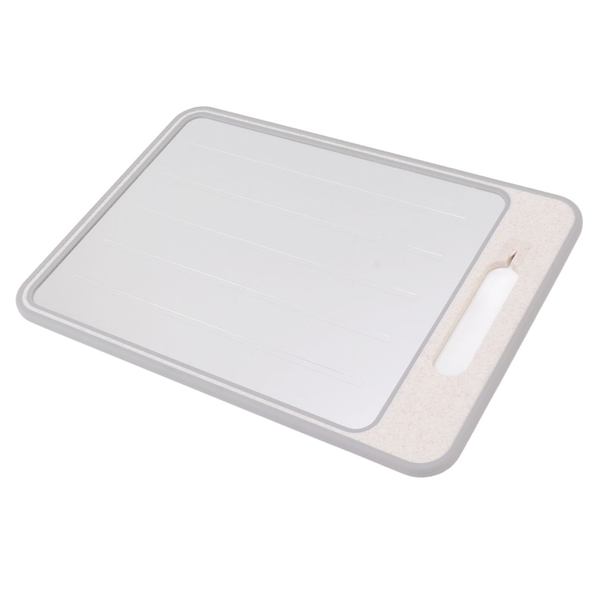 Double Sided Cutting Board Rapid Thawing and Grinding Plate with Knife Sharpener for Kitchen Khaki