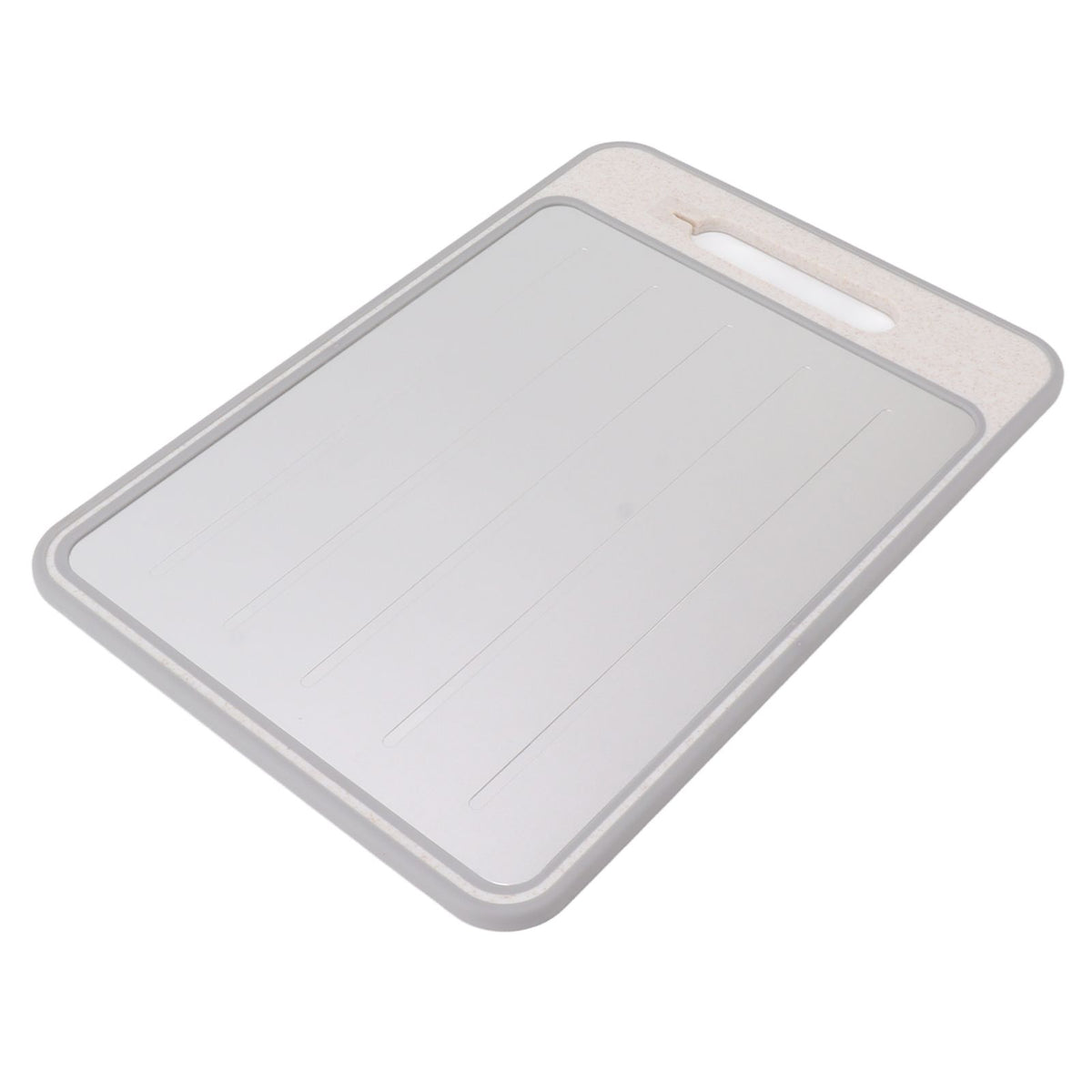 Double Sided Cutting Board Rapid Thawing and Grinding Plate with Knife Sharpener for Kitchen Khaki