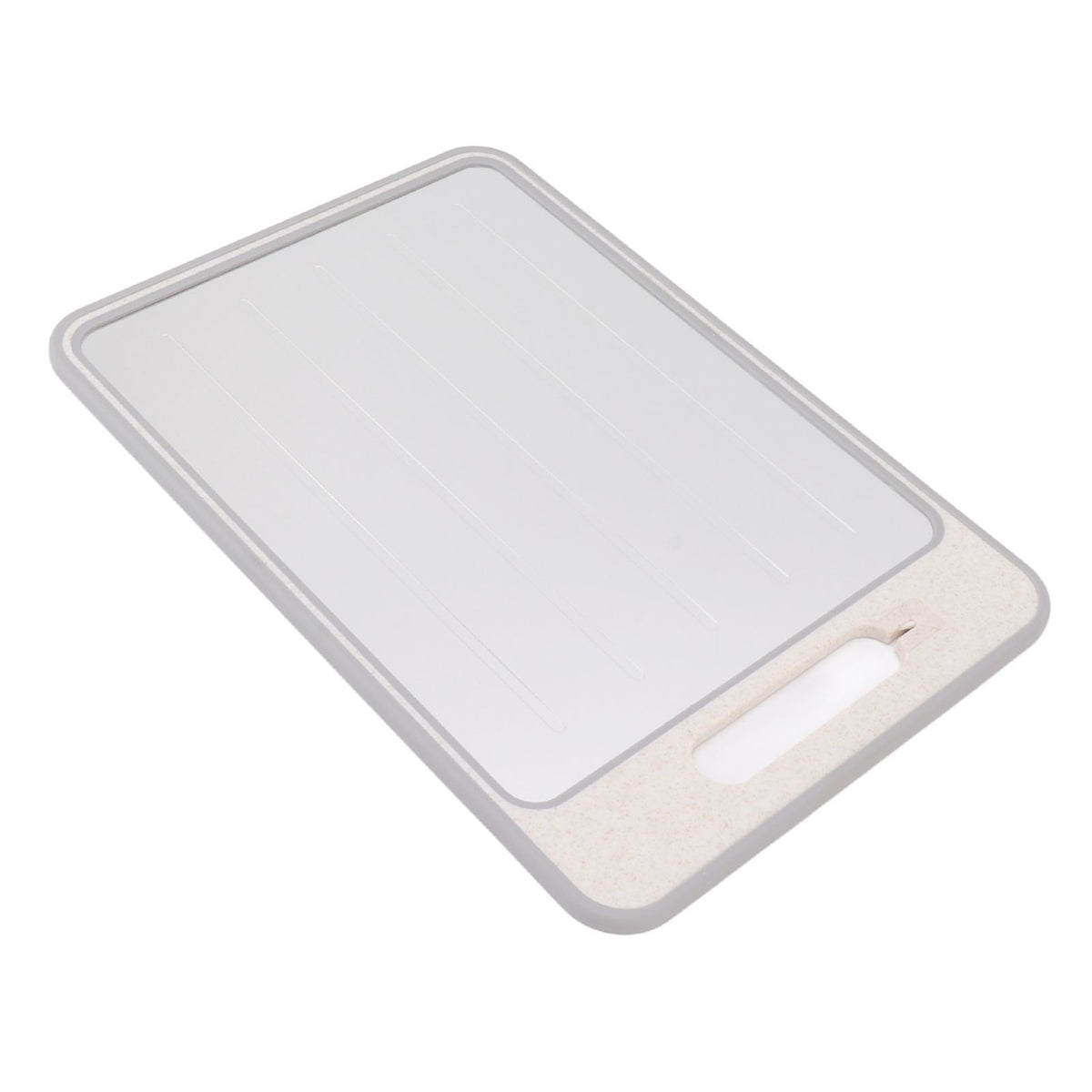 Double Sided Cutting Board Rapid Thawing and Grinding Plate with Knife Sharpener for Kitchen Khaki