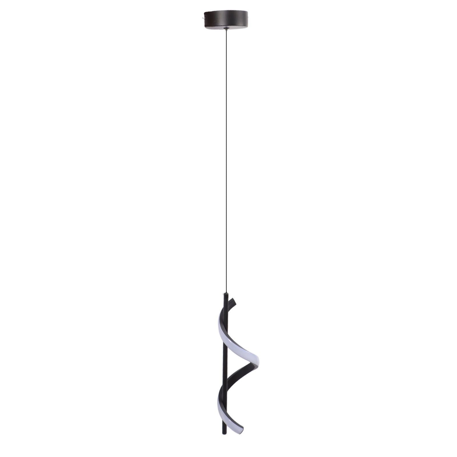 Spiral LED Pendant Light Black Glareless Bright Eyes Protection LED Hanging Lamp for Living Room Cafe Family 85‑265V White Light