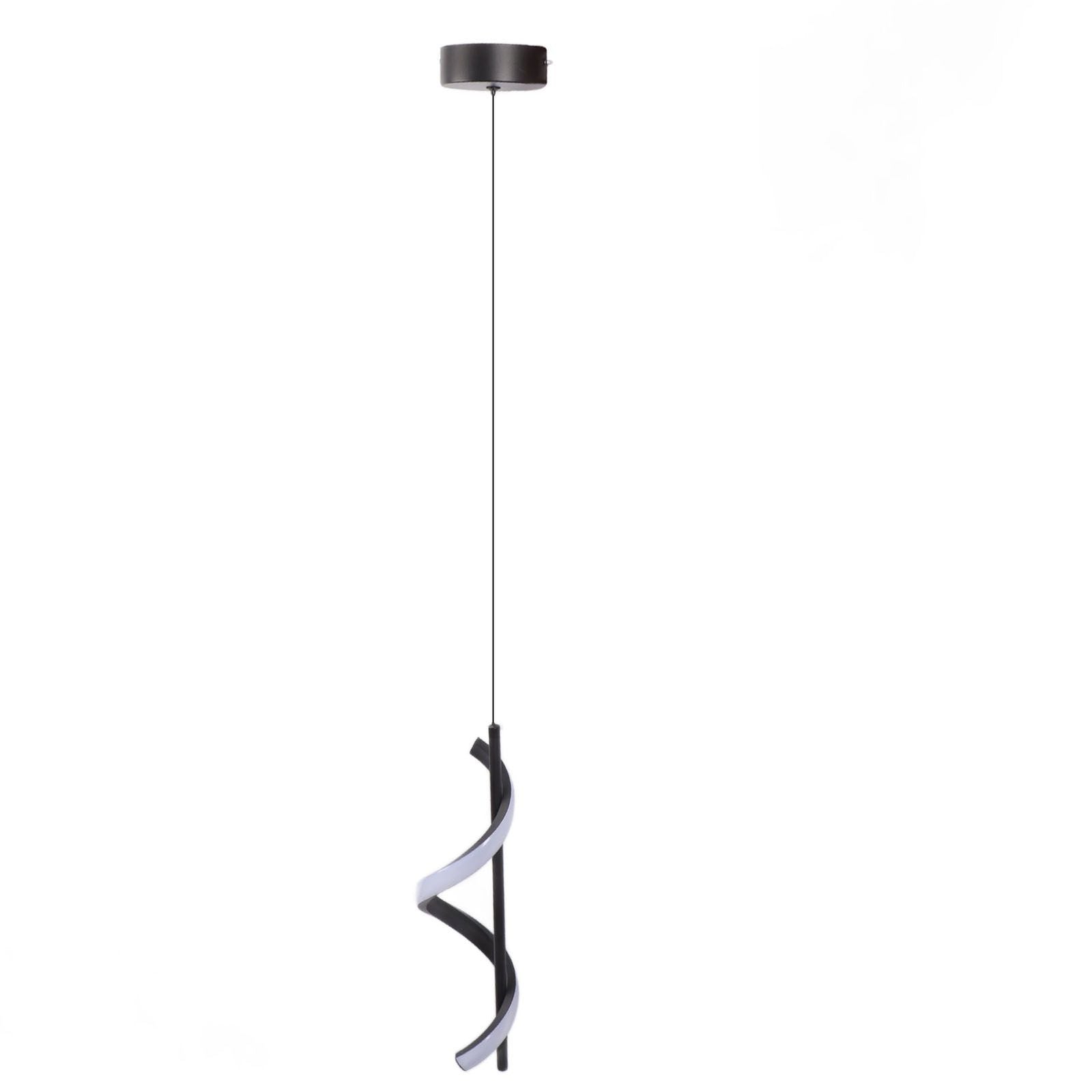 Spiral LED Pendant Light Black Glareless Bright Eyes Protection LED Hanging Lamp for Living Room Cafe Family 85‑265V White Light