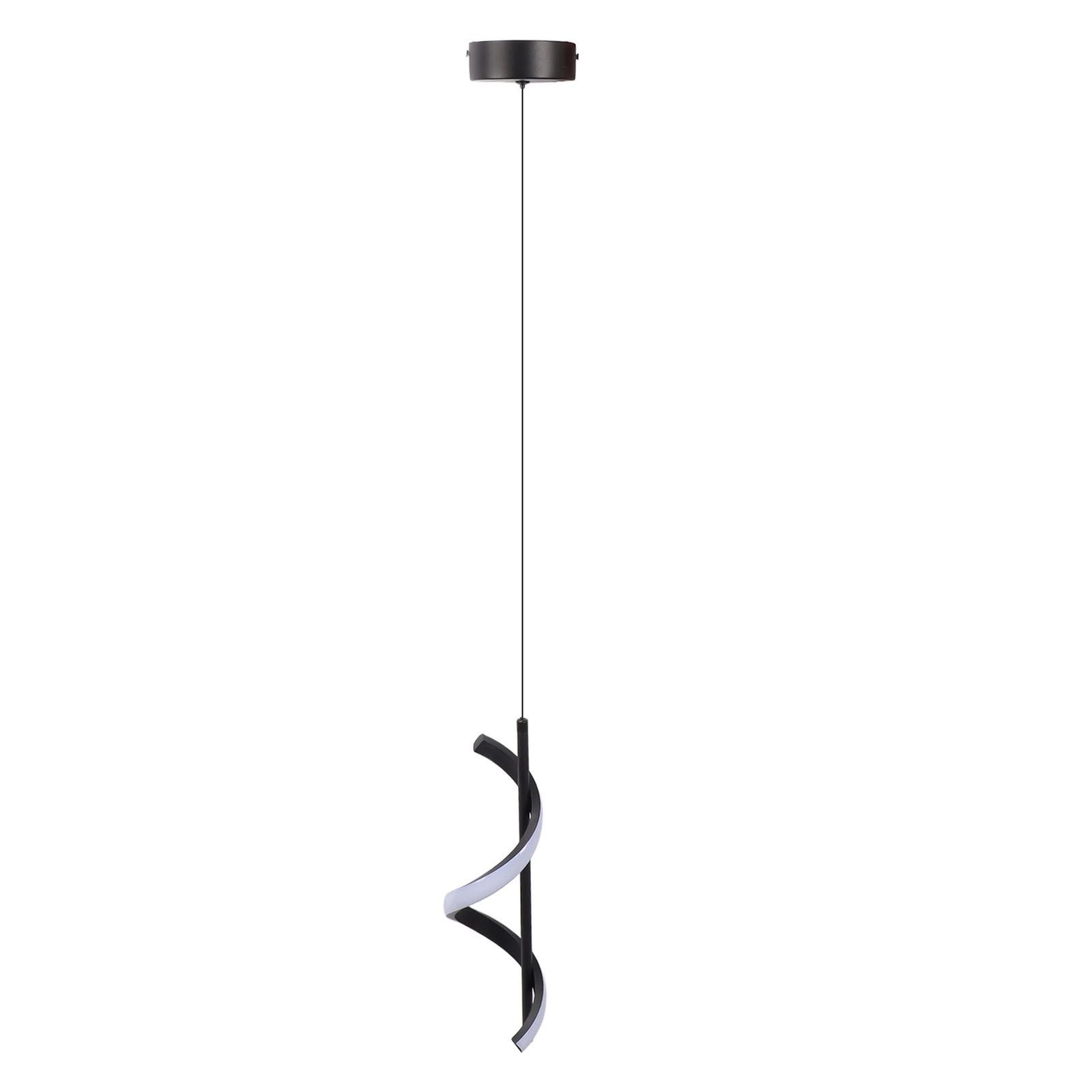 Spiral LED Pendant Light Black Glareless Bright Eyes Protection LED Hanging Lamp for Living Room Cafe Family 85‑265V White Light