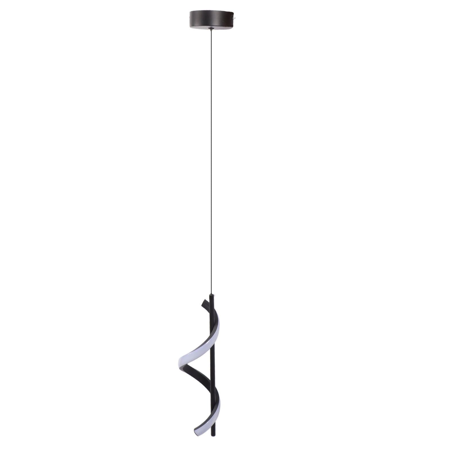 Spiral LED Pendant Light Black Glareless Bright Eyes Protection LED Hanging Lamp for Living Room Cafe Family 85‑265V White Light