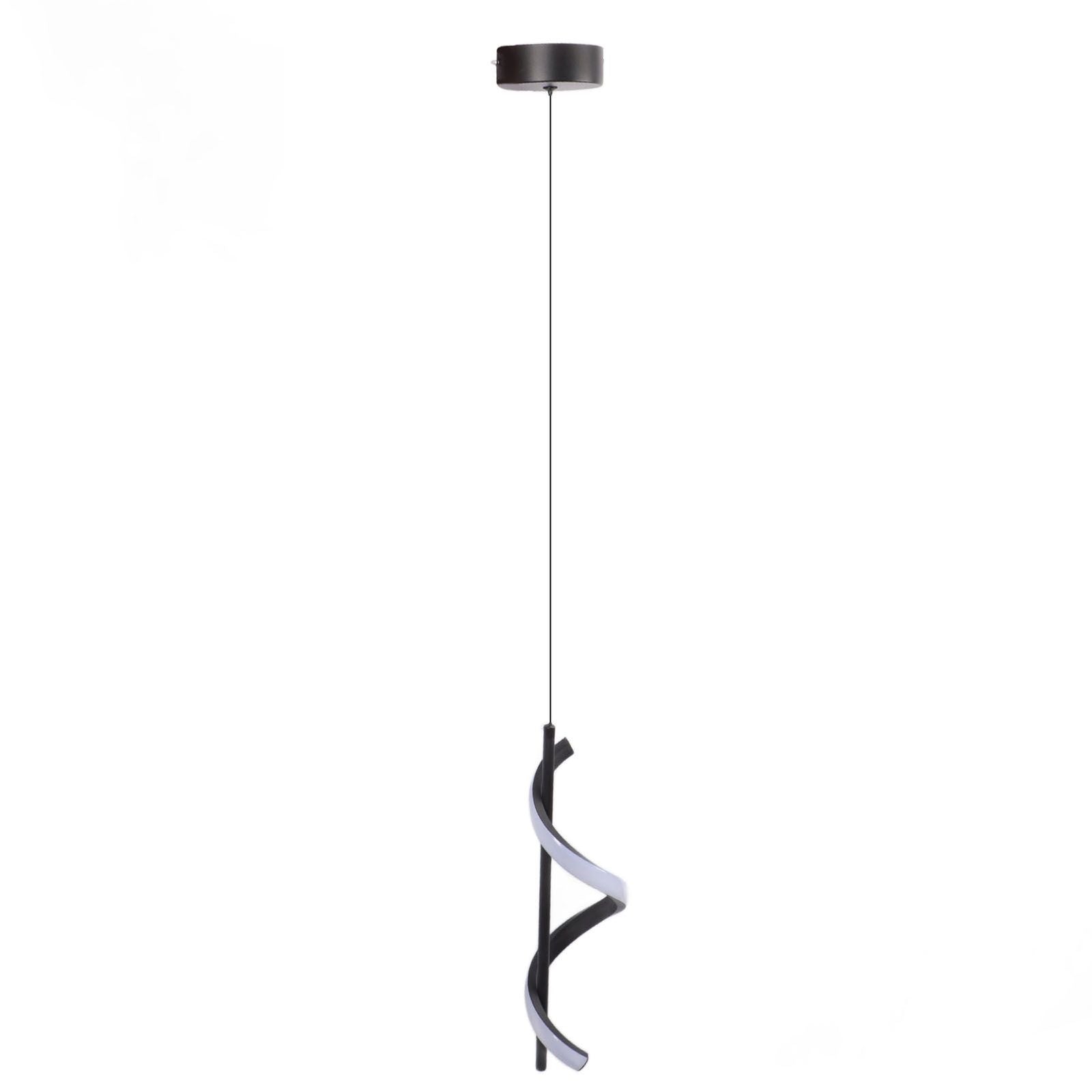 Spiral LED Pendant Light Black Glareless Bright Eyes Protection LED Hanging Lamp for Living Room Cafe Family 85‑265V White Light