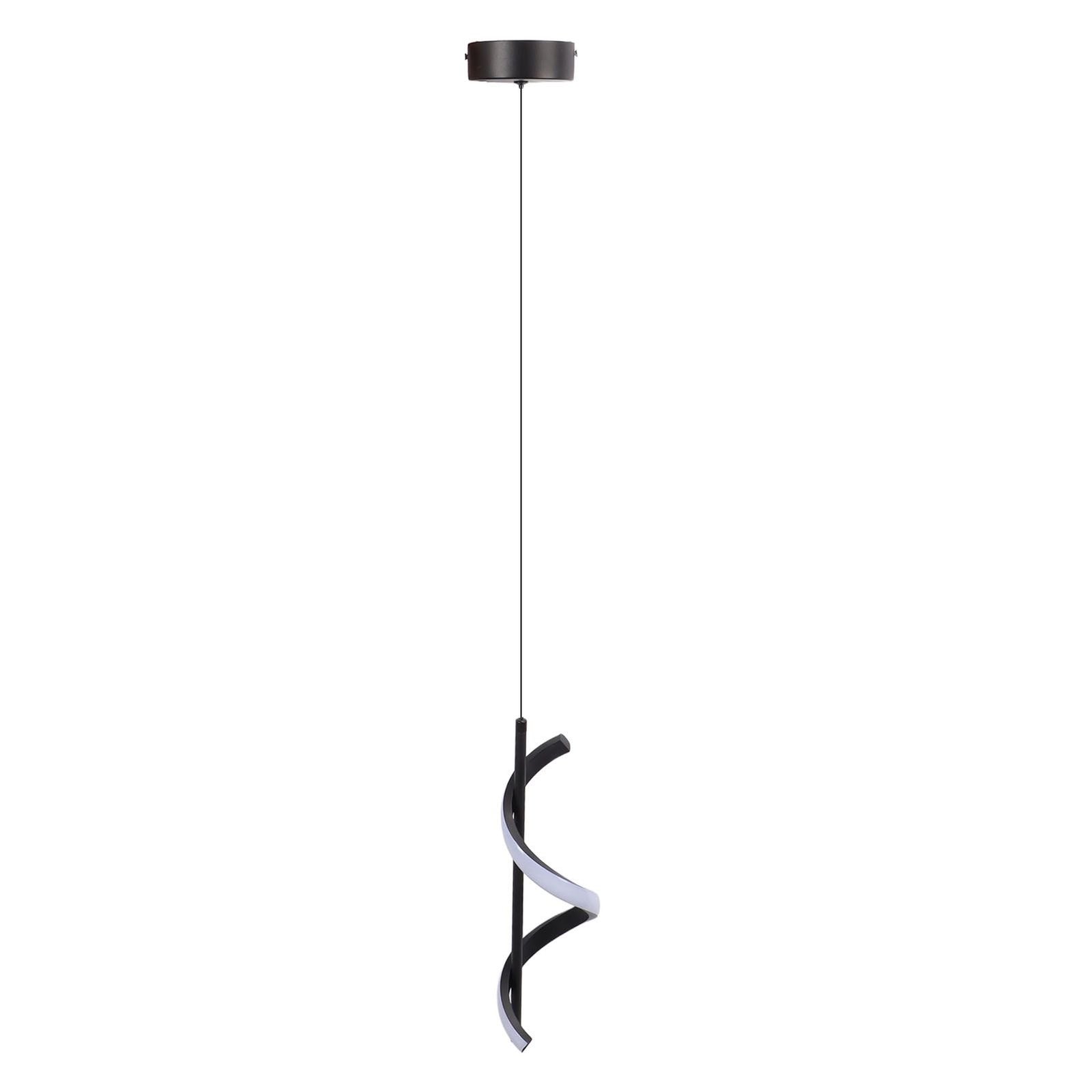 Spiral LED Pendant Light Black Glareless Bright Eyes Protection LED Hanging Lamp for Living Room Cafe Family 85‑265V White Light
