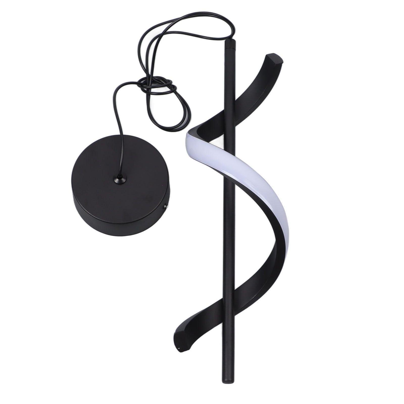 Spiral LED Pendant Light Black Glareless Bright Eyes Protection LED Hanging Lamp for Living Room Cafe Family 85‑265V White Light