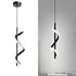 Spiral LED Pendant Light Black Glareless Bright Eyes Protection LED Hanging Lamp for Living Room Cafe Family 85‑265V White Light