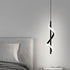 Spiral LED Pendant Light Black Glareless Bright Eyes Protection LED Hanging Lamp for Living Room Cafe Family 85‑265V White Light