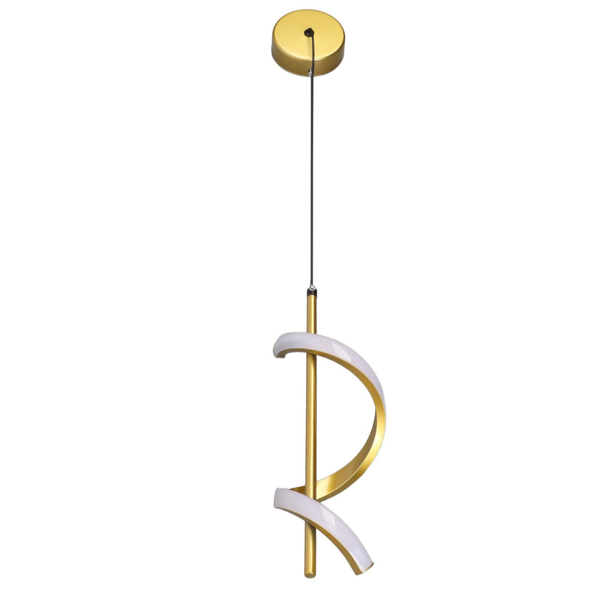 Spiral LED Pendant Light Gold Color High Brightness Eyes Protection LED Hanging Lamp for Living Room Cafe Family 85‑265V Warm Light