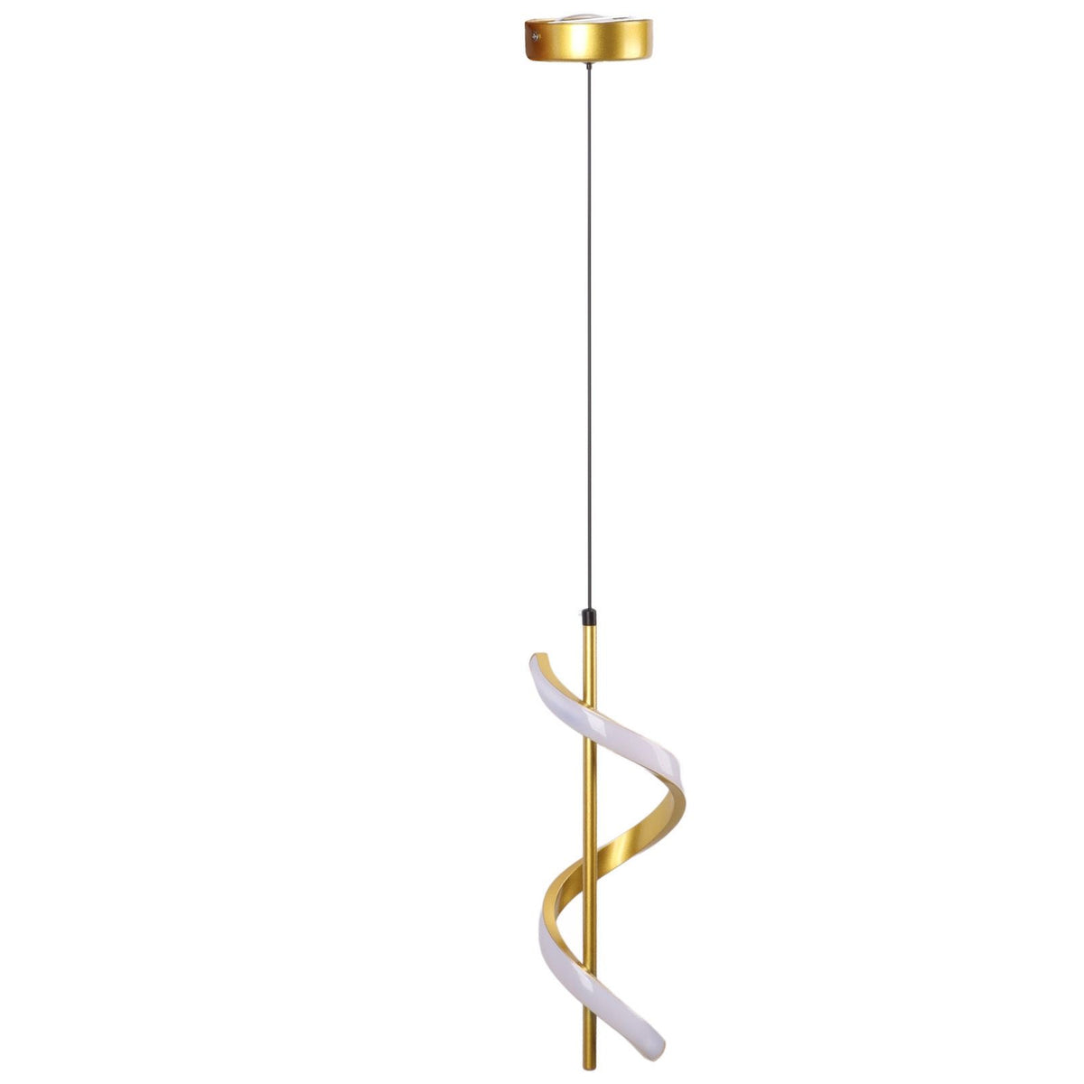 Spiral LED Pendant Light Gold Color High Brightness Eyes Protection LED Hanging Lamp for Living Room Cafe Family 85‑265V Warm Light