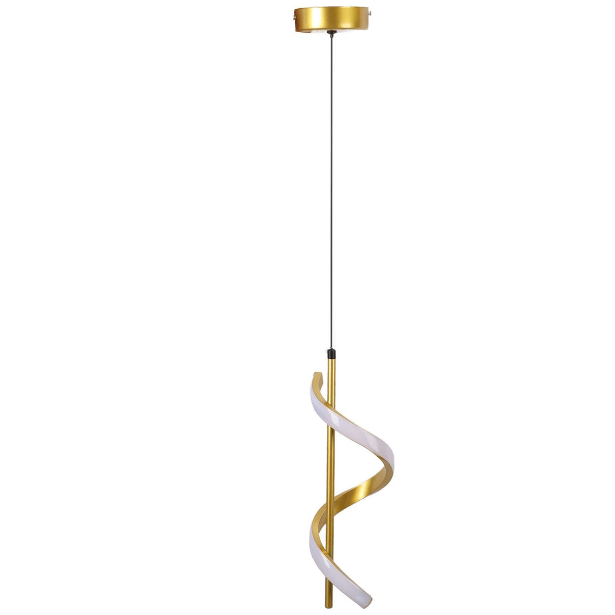 Spiral LED Pendant Light Gold Color High Brightness Eyes Protection LED Hanging Lamp for Living Room Cafe Family 85‑265V Warm Light