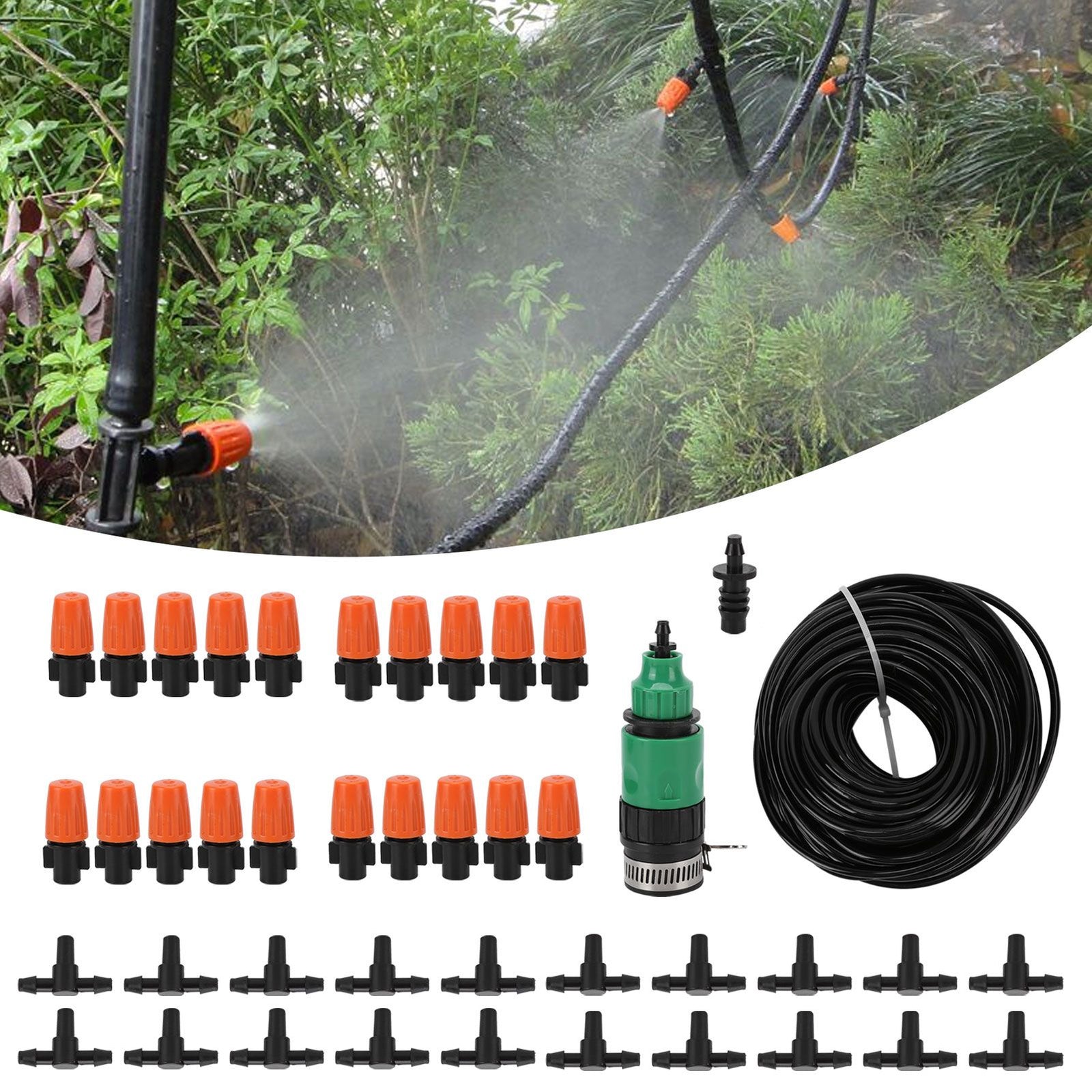 Mist Irrigation Kit Automatic Atomizing Watering Sprayer Nozzle Hose for Garden Lawn Greenhouse