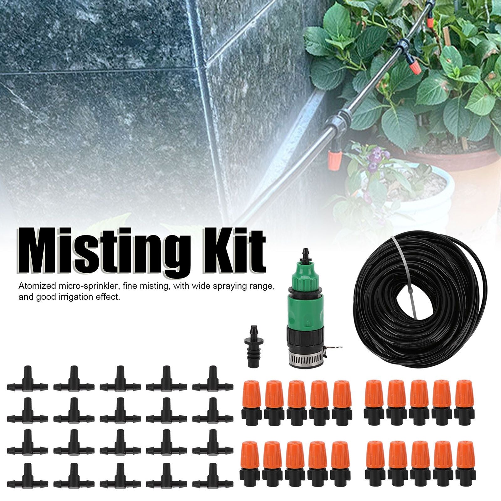 Mist Irrigation Kit Automatic Atomizing Watering Sprayer Nozzle Hose for Garden Lawn Greenhouse