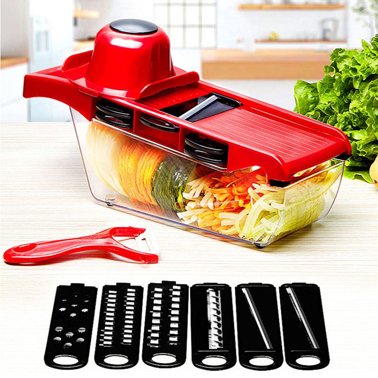 6 in 1 Vegetable Slicers Kitchen Multifunctional Food Potato Veggie Chopper Dicer Cutter with Peeler