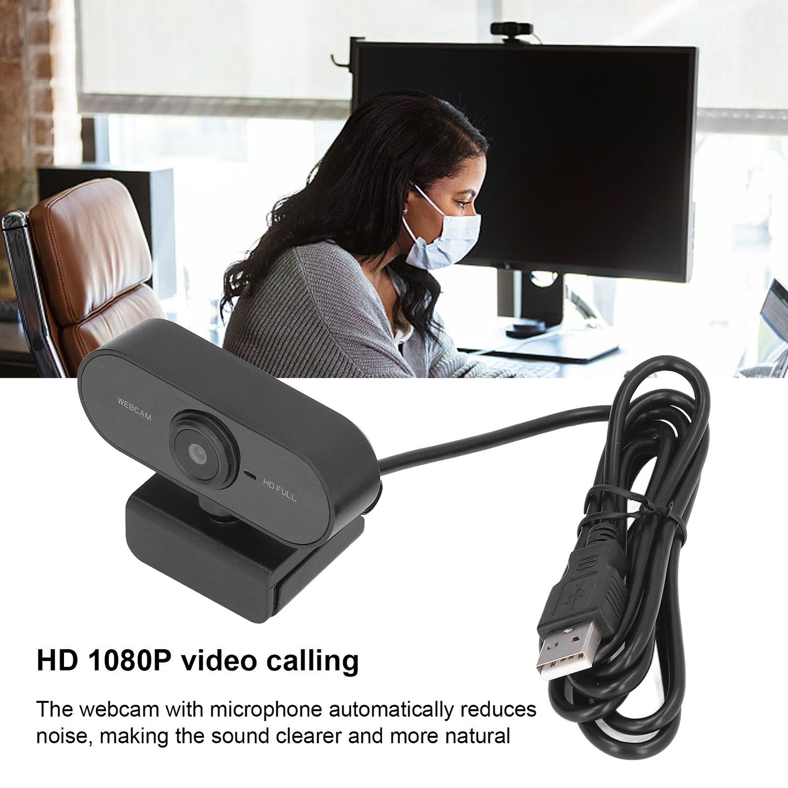 Web Camera HD 1080P Noise Reduction Auto Focusing Easy Installation Wide Compatibility Computer Webcam