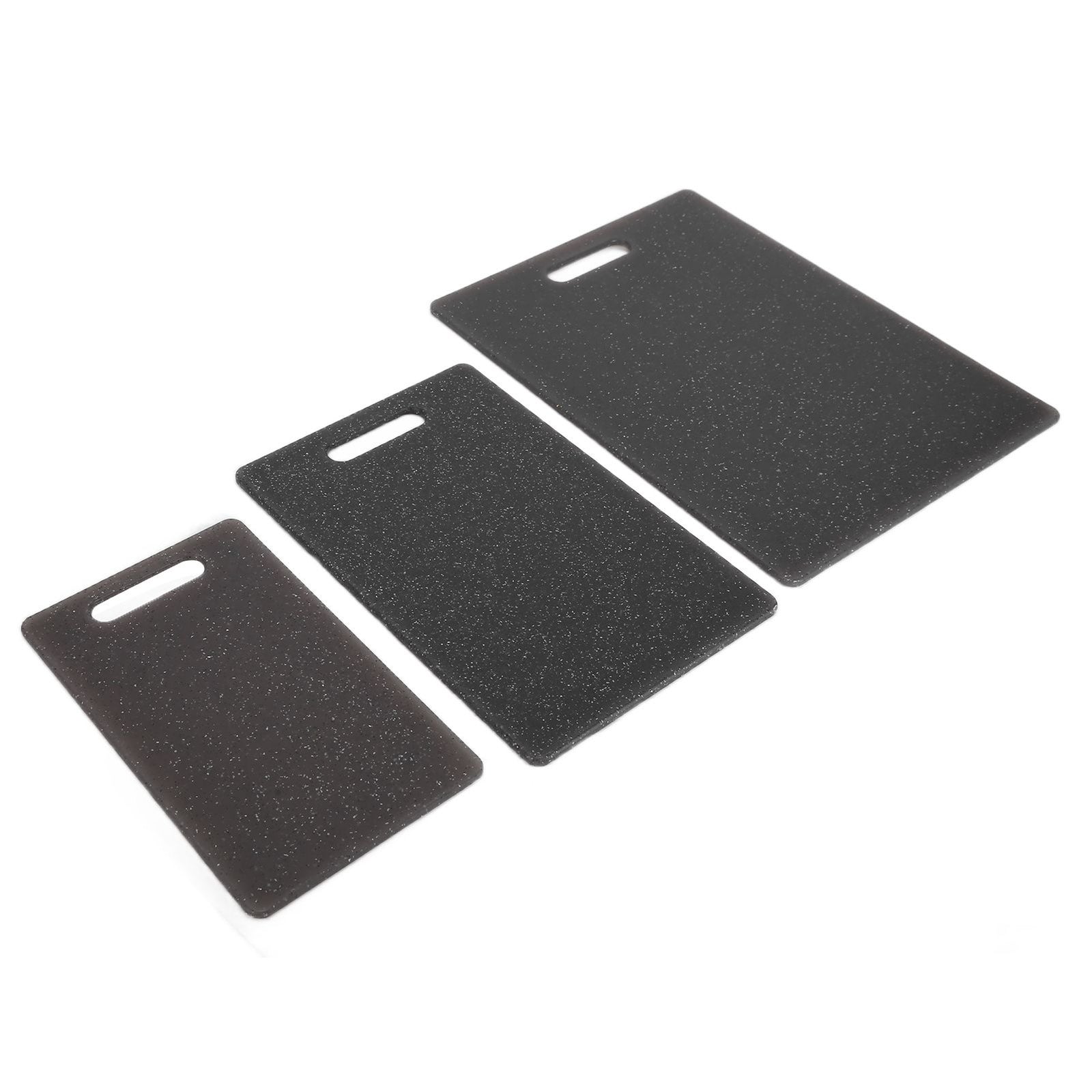 3Pcs Cutting Board Set Imitation Marble Pattern DoubleSided Chopping Board Kitchen Accessory(Black )