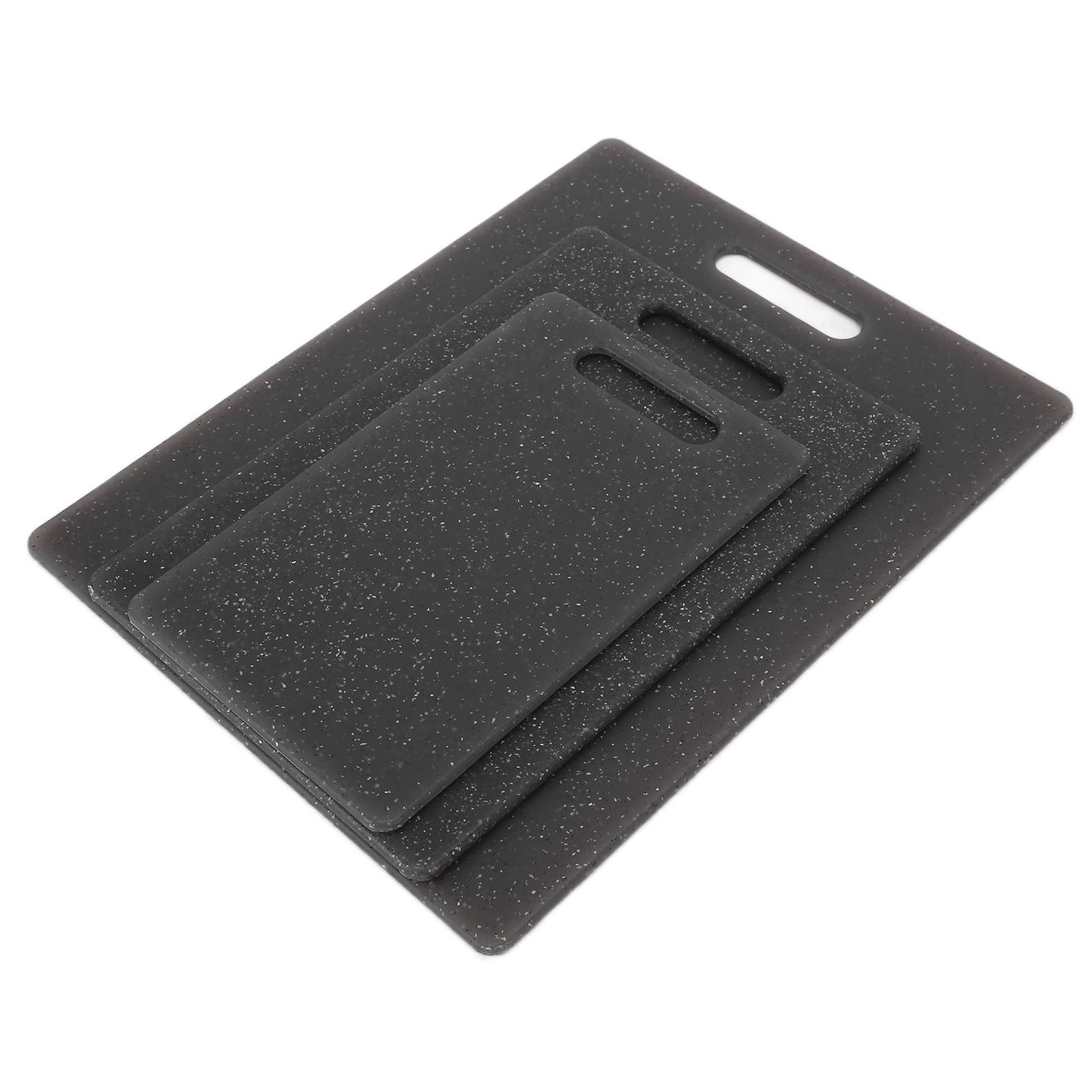 3Pcs Cutting Board Set Imitation Marble Pattern DoubleSided Chopping Board Kitchen Accessory(Black )