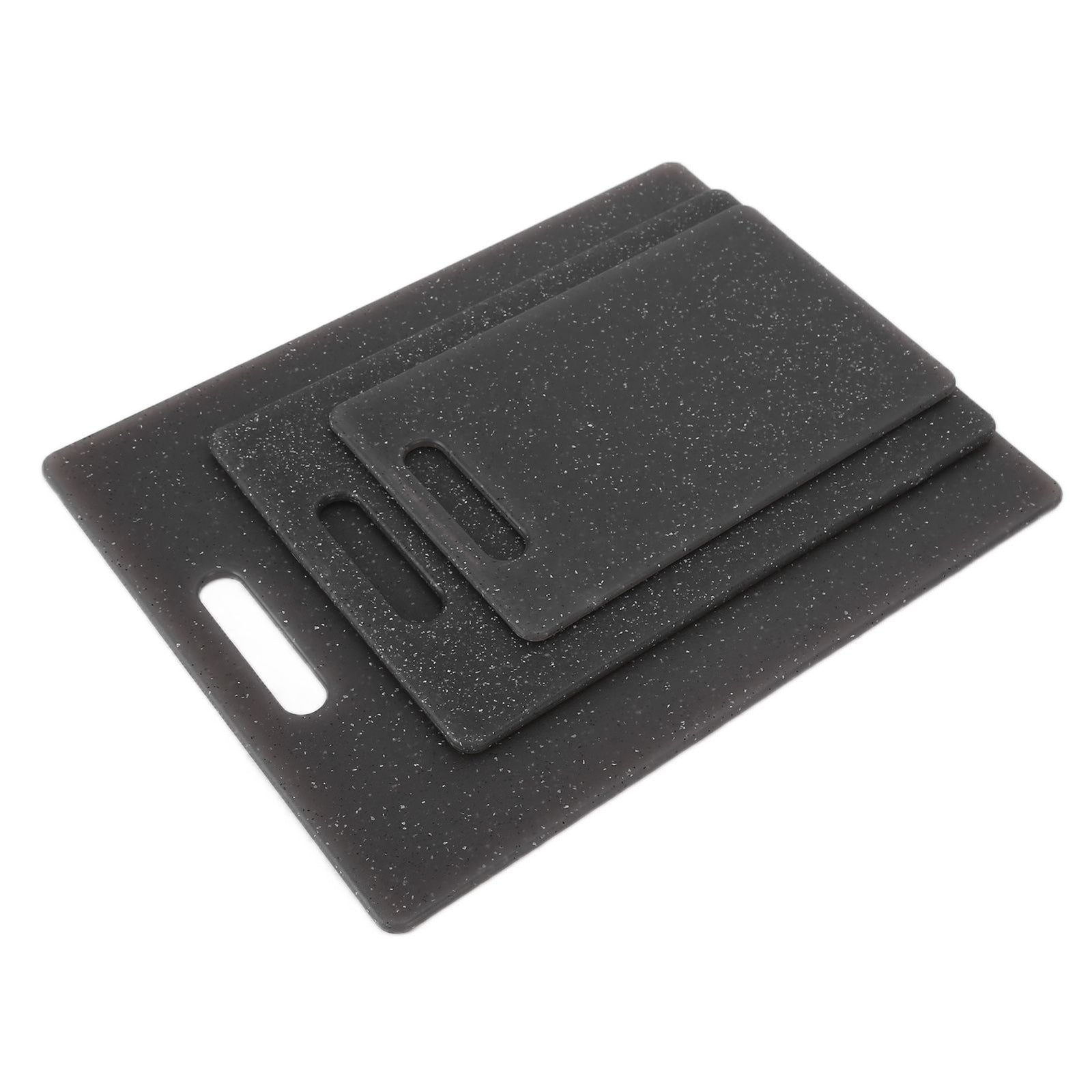 3Pcs Cutting Board Set Imitation Marble Pattern DoubleSided Chopping Board Kitchen Accessory(Black )