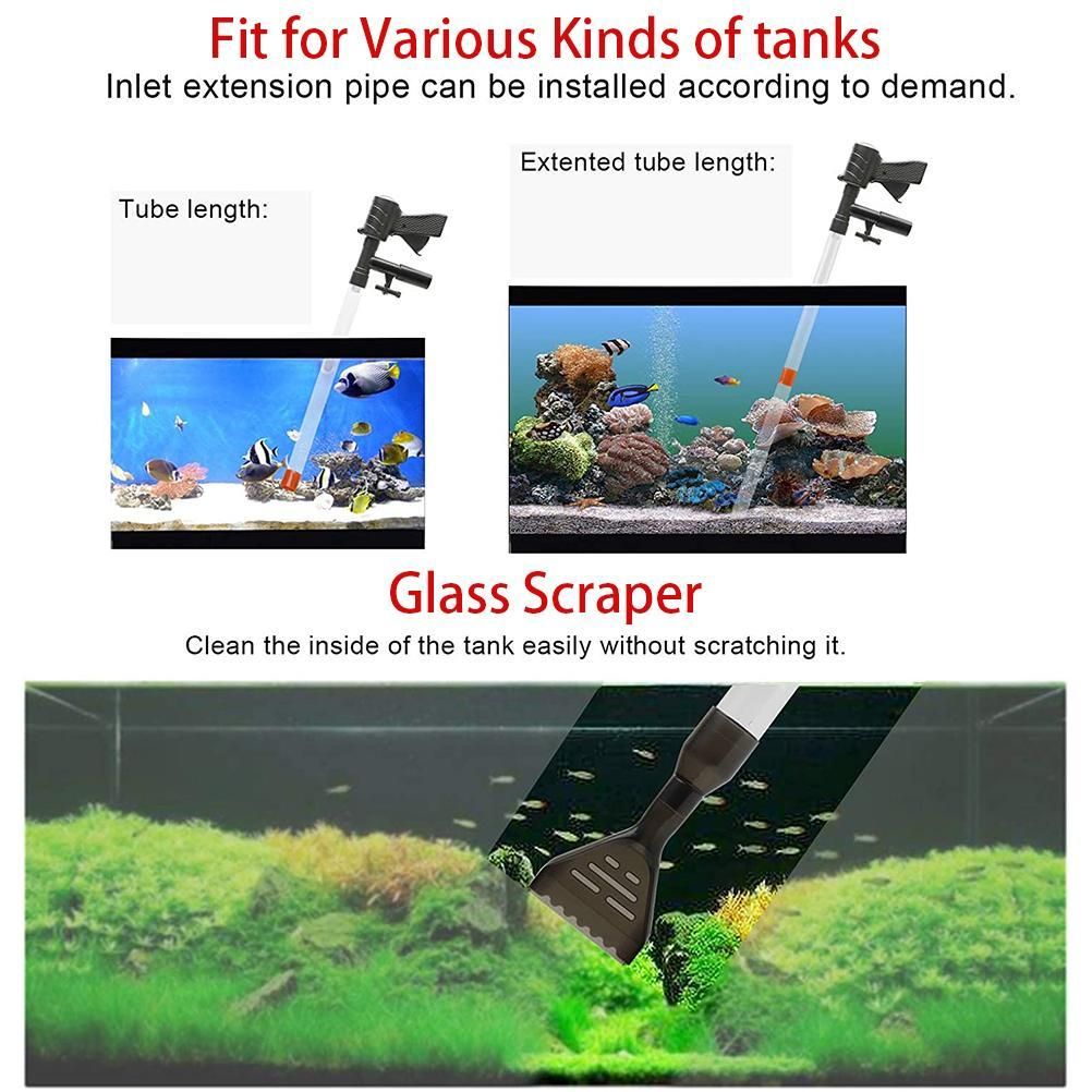 5 in 1 Aquarium Vacuum Gravel Cleaner Fish Tank Cleaning Tools Gravel Vacuum for Aquarium