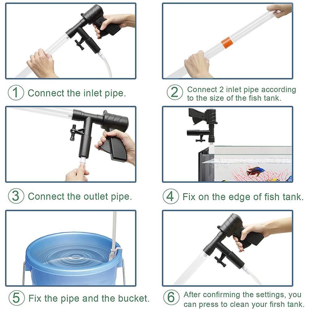 5 in 1 Aquarium Vacuum Gravel Cleaner Fish Tank Cleaning Tools Gravel Vacuum for Aquarium