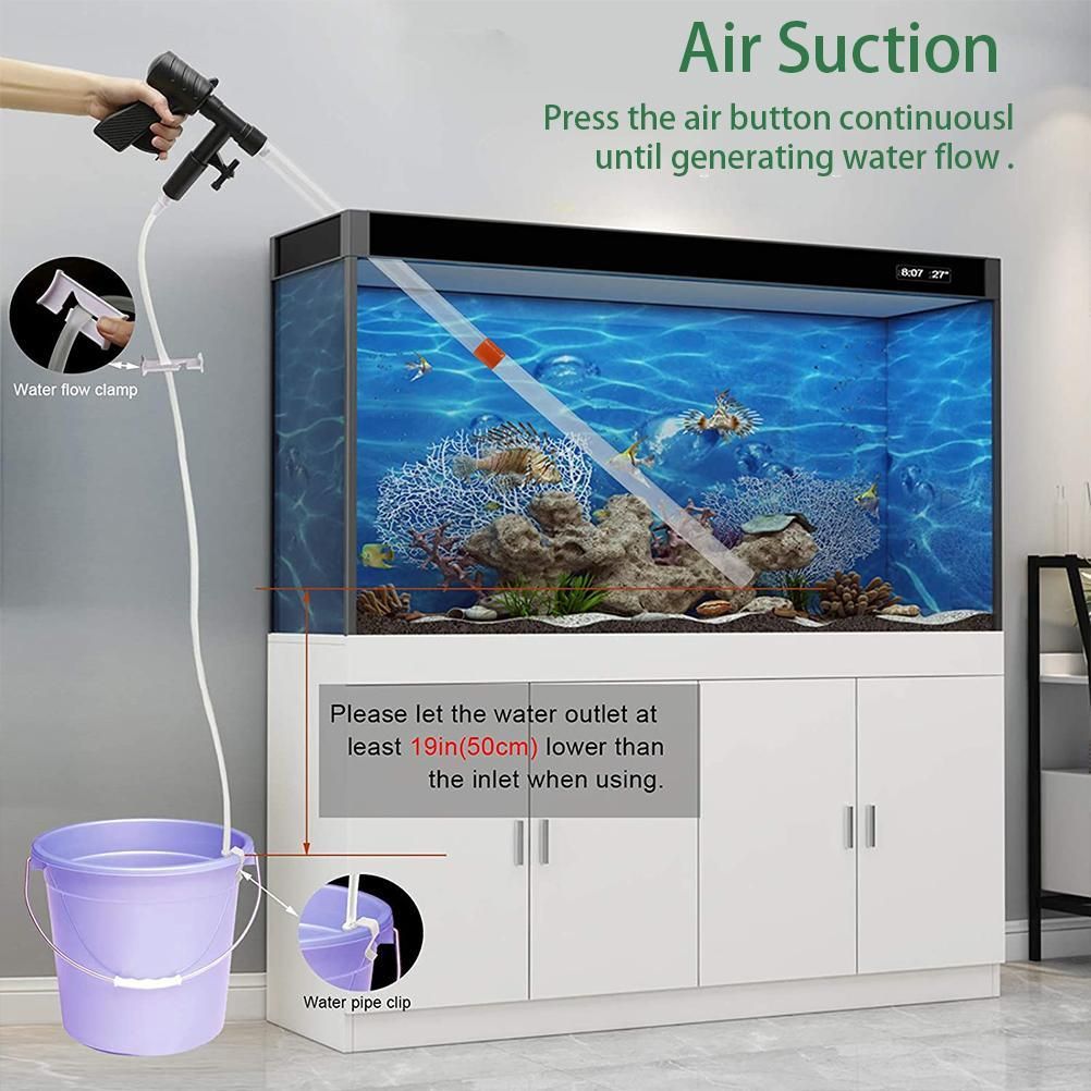 5 in 1 Aquarium Vacuum Gravel Cleaner Fish Tank Cleaning Tools Gravel Vacuum for Aquarium