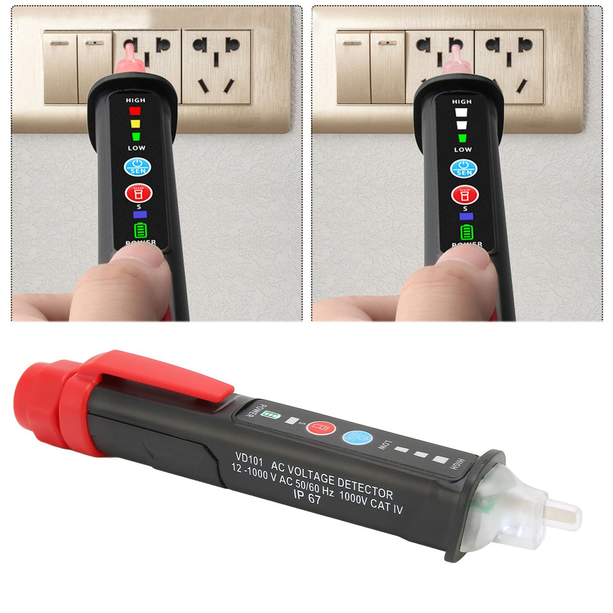 Voltage Tester Contactless Adjustable Sensitivity IP67 Waterproof Electric Testing Pen for Breakpoint Detection