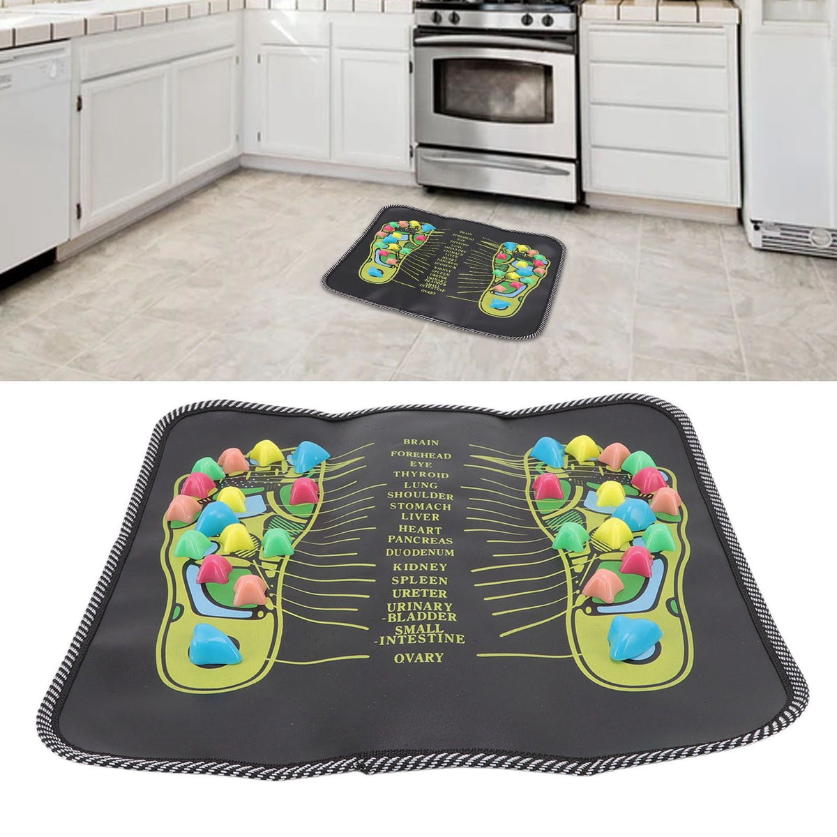 Foot Massage Mat Blood Circulation Relieve Pain Simulation Cobblestone Reflexology Walk Stone Mat 35x35cm / 13.8x13.8in