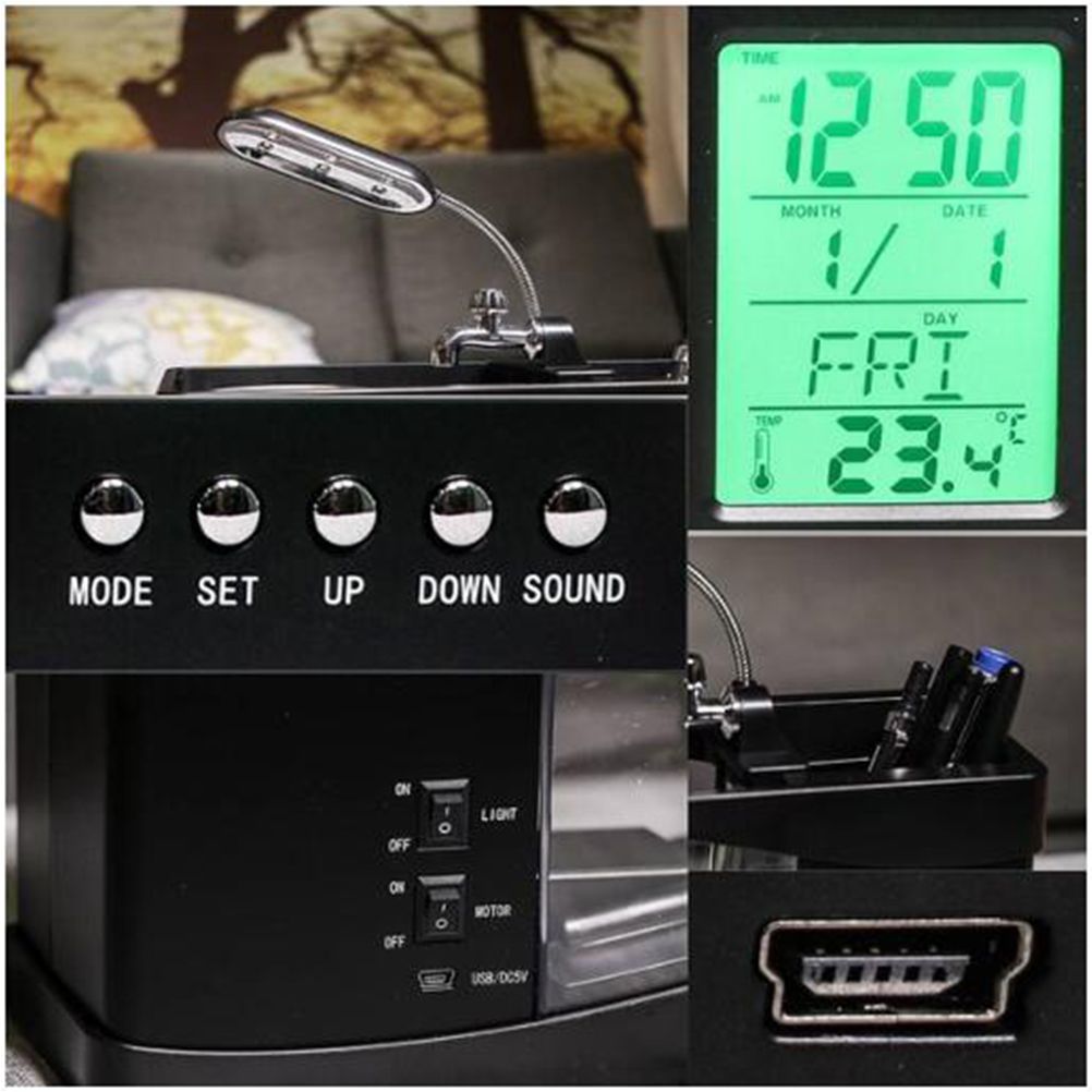 Multifunctional USB Mini Aquarium Fish Tank Aquarium with LED Lamp LCD Display Screen Clock Storage Box Fish Tank Aquarium