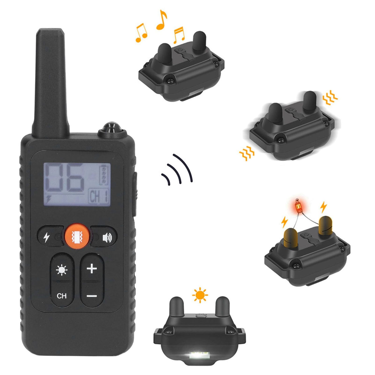 Dog Training Collar 800m Remote Control IP67 Waterproof LED USB Charging Electric Shock Collar for Dogs Over 3 Months
