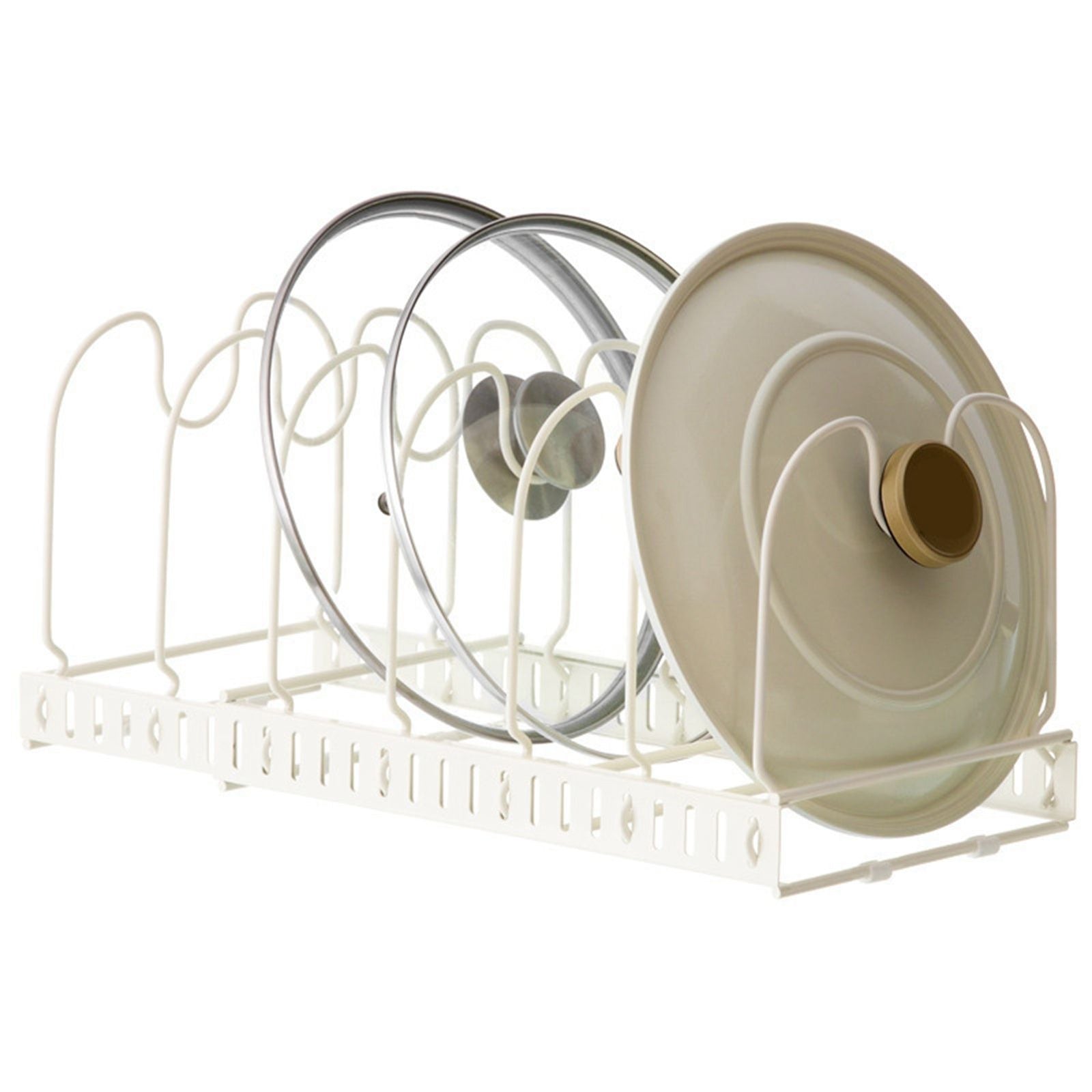 Pot Lid Rack Iron Retractable Pot Lid Organizer Holder for Multiple Cookware Universal Black
