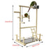 Double Layer Wooden Bird Stand Including Ladder Swing Bell Bird Athletic Toy Stand