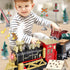 Christmas Train Set Electric Steam Locomotive Train with Lights Music Battery Operated Tracks Playset Christmas Gift for Kids Boys Girls