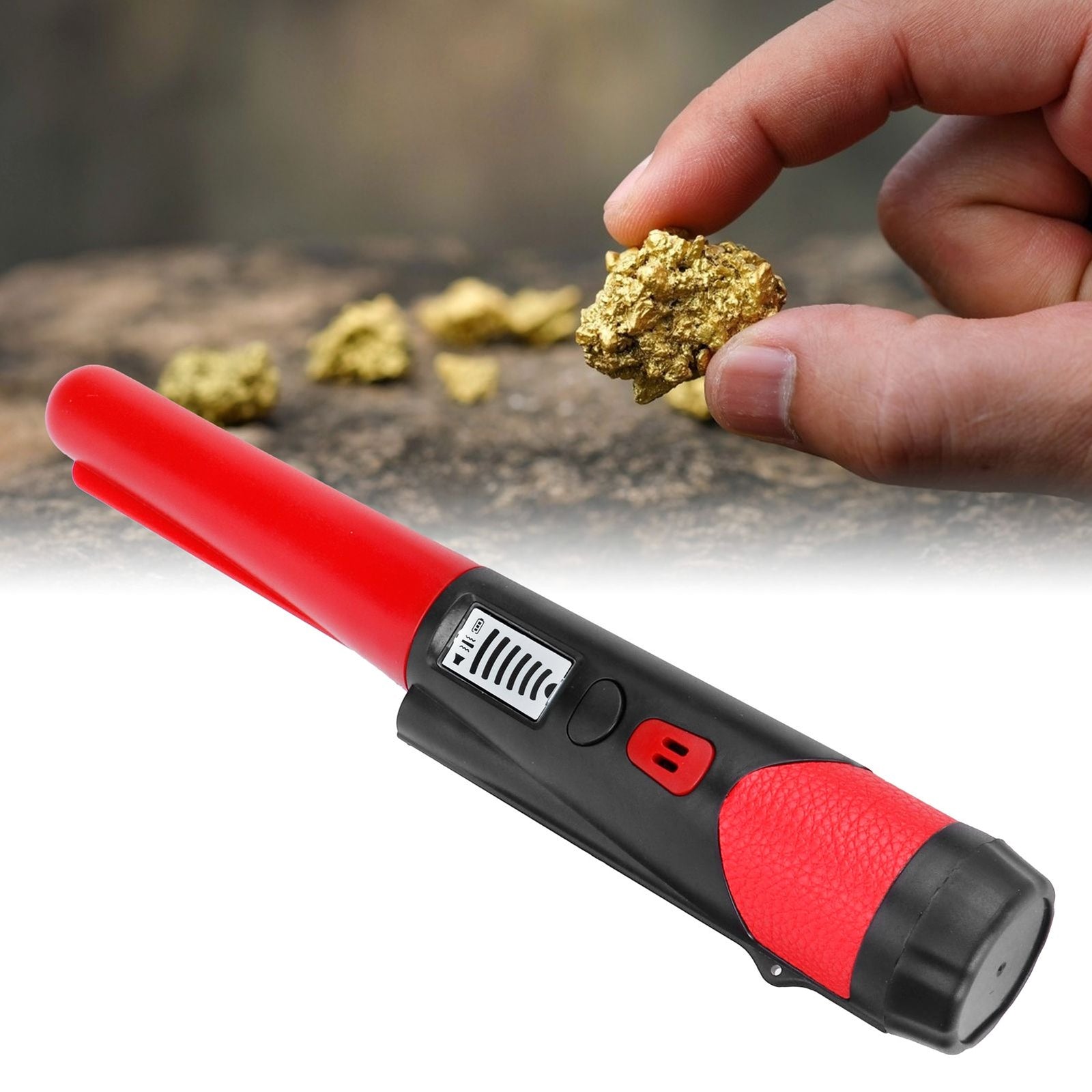Metal Detecting Pinpointer Detector High Sensitivity 360‑Degree Handheld Metal Locating RodRed
