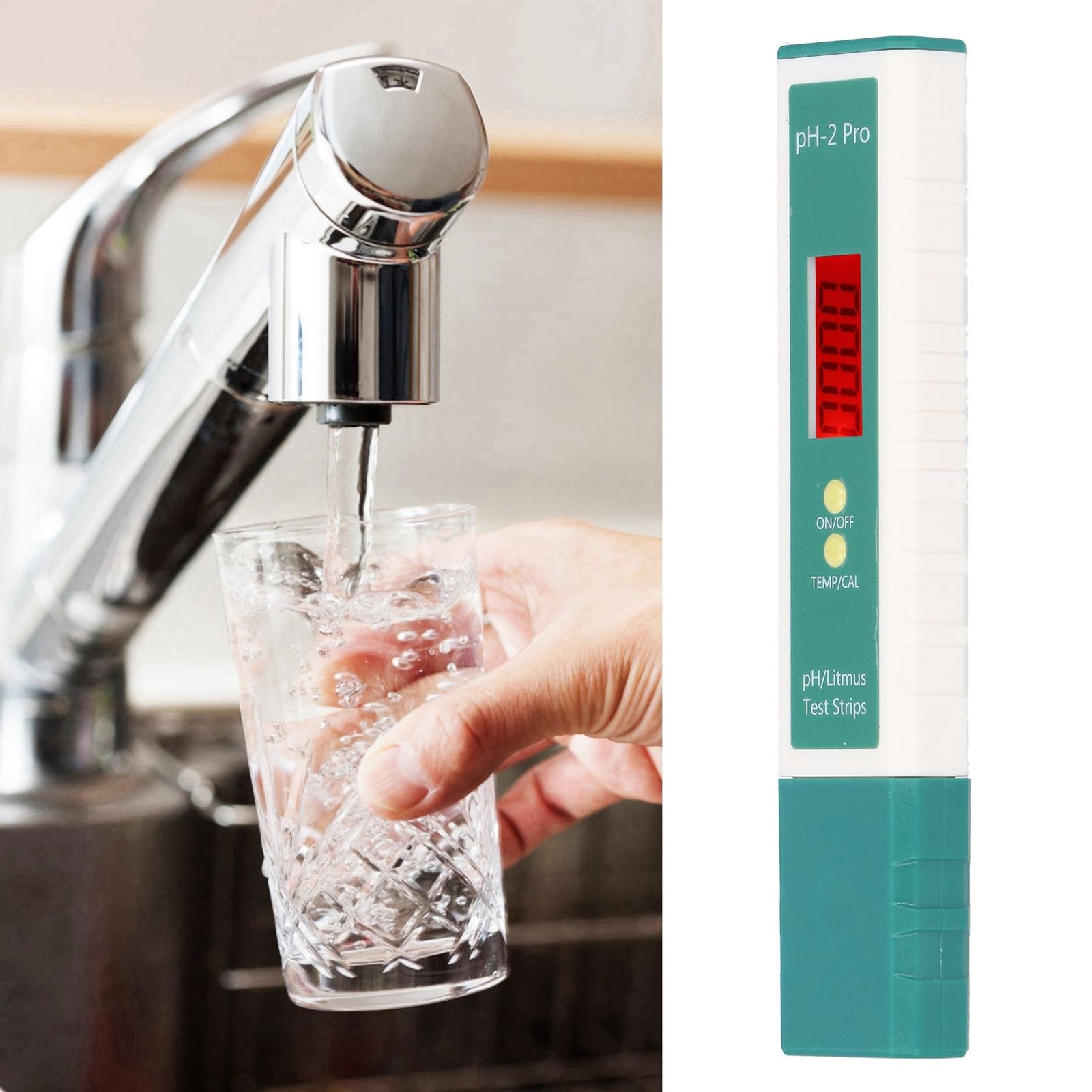 PH Meter Digital PH Tester Pen with Test Strip Function Thermometer for Drinking Pool Water