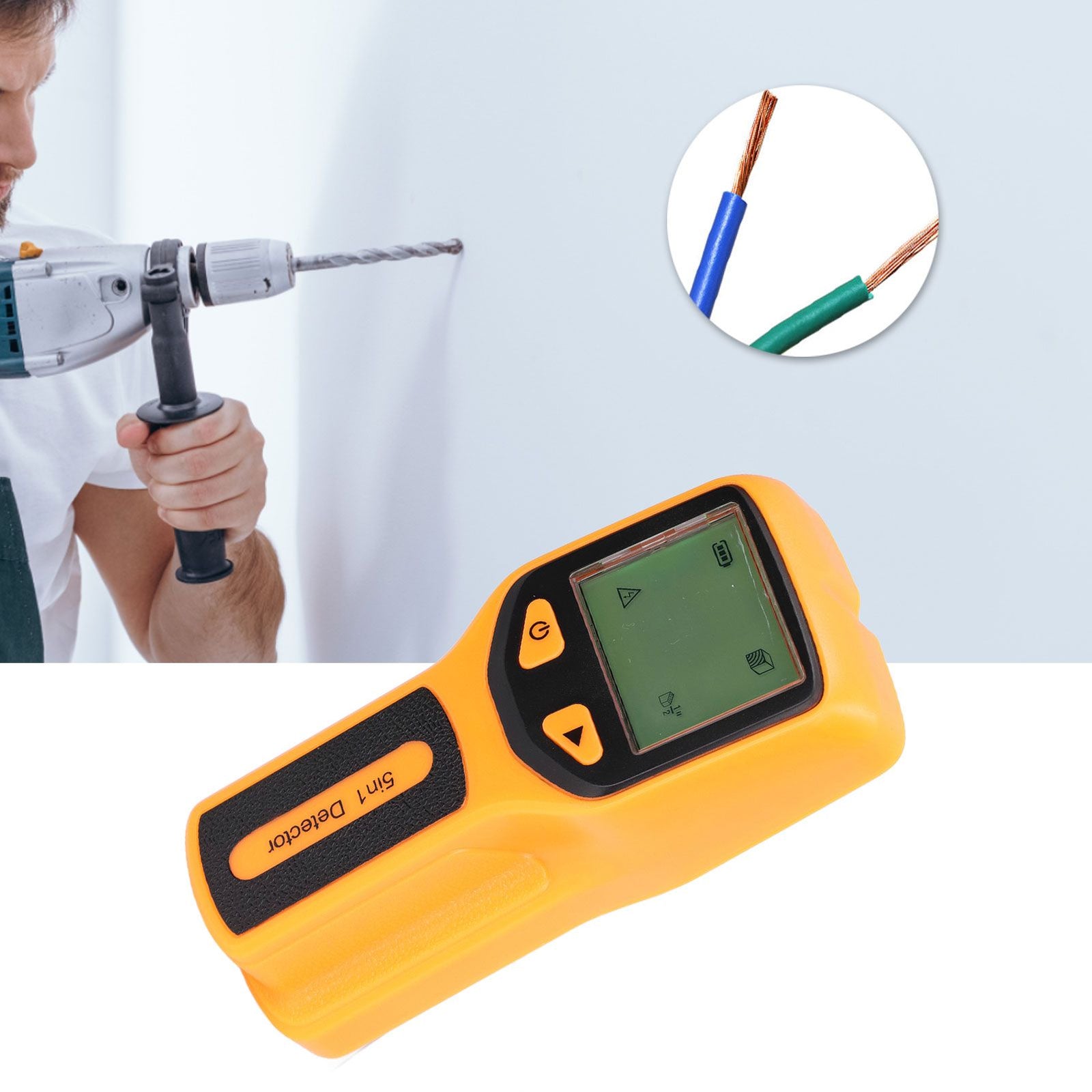 5 in 1 Stud Finder Multifunctional Wall Scanner LCD Electronic Metal Studs Detector HW430Yellow