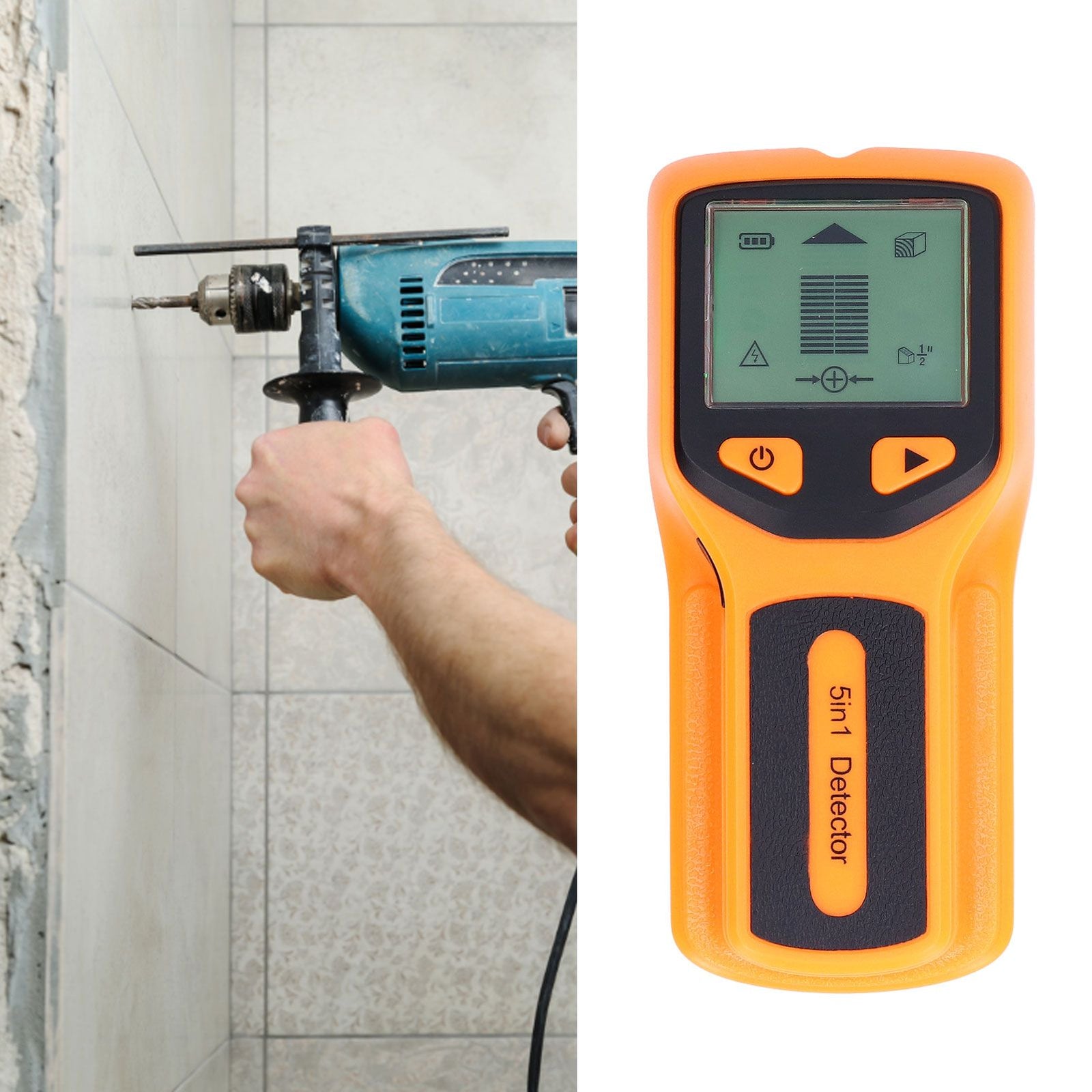 5 in 1 Stud Finder Multifunctional Wall Scanner LCD Electronic Metal Studs Detector HW430Yellow
