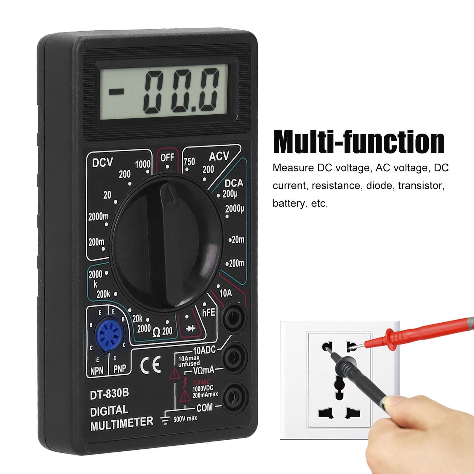DT830B Multimeter Portable LCD Digital Electronic Voltmeter Ammeter for Electrician