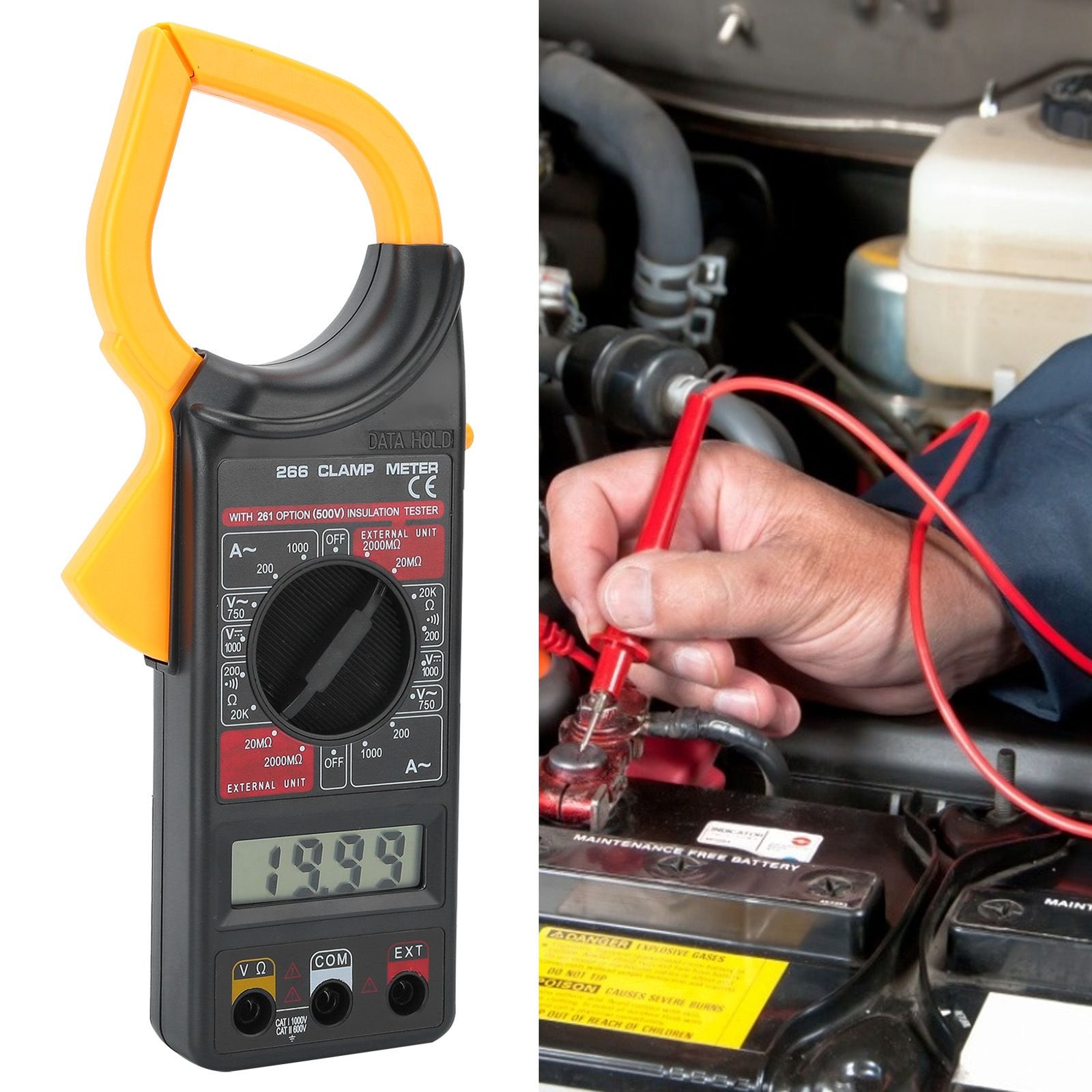 Digital Clamp Meter Handheld Ammeter Voltmeter Electronic Multimeter Measuring Tool DT‑266
