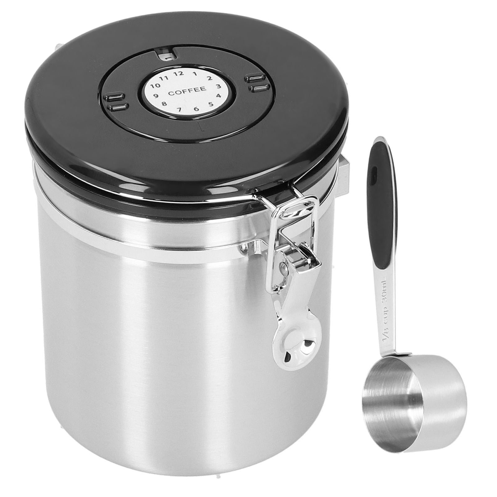 1.5L 304 Stainless Steel Coffee Beans Tea Canister Sealed Food Storage Container with SpoonStainless Steel Color