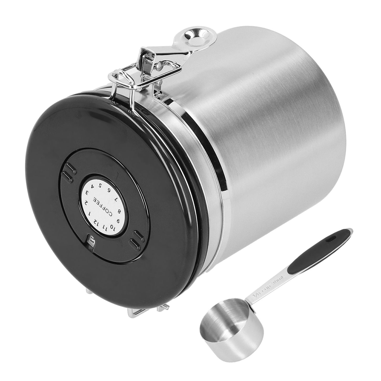 1.5L 304 Stainless Steel Coffee Beans Tea Canister Sealed Food Storage Container with SpoonStainless Steel Color